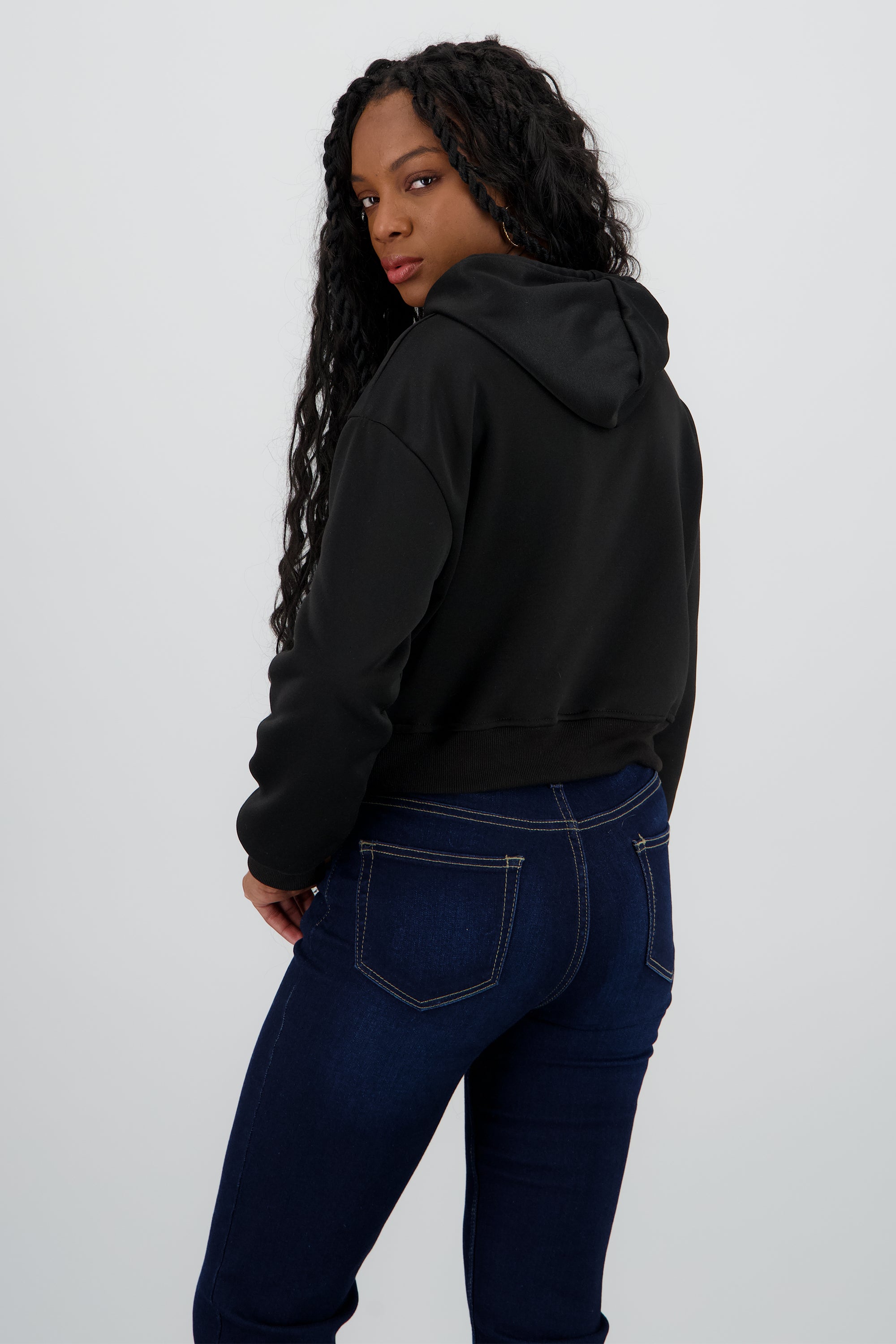 Sudadera lisa corta NEGRO