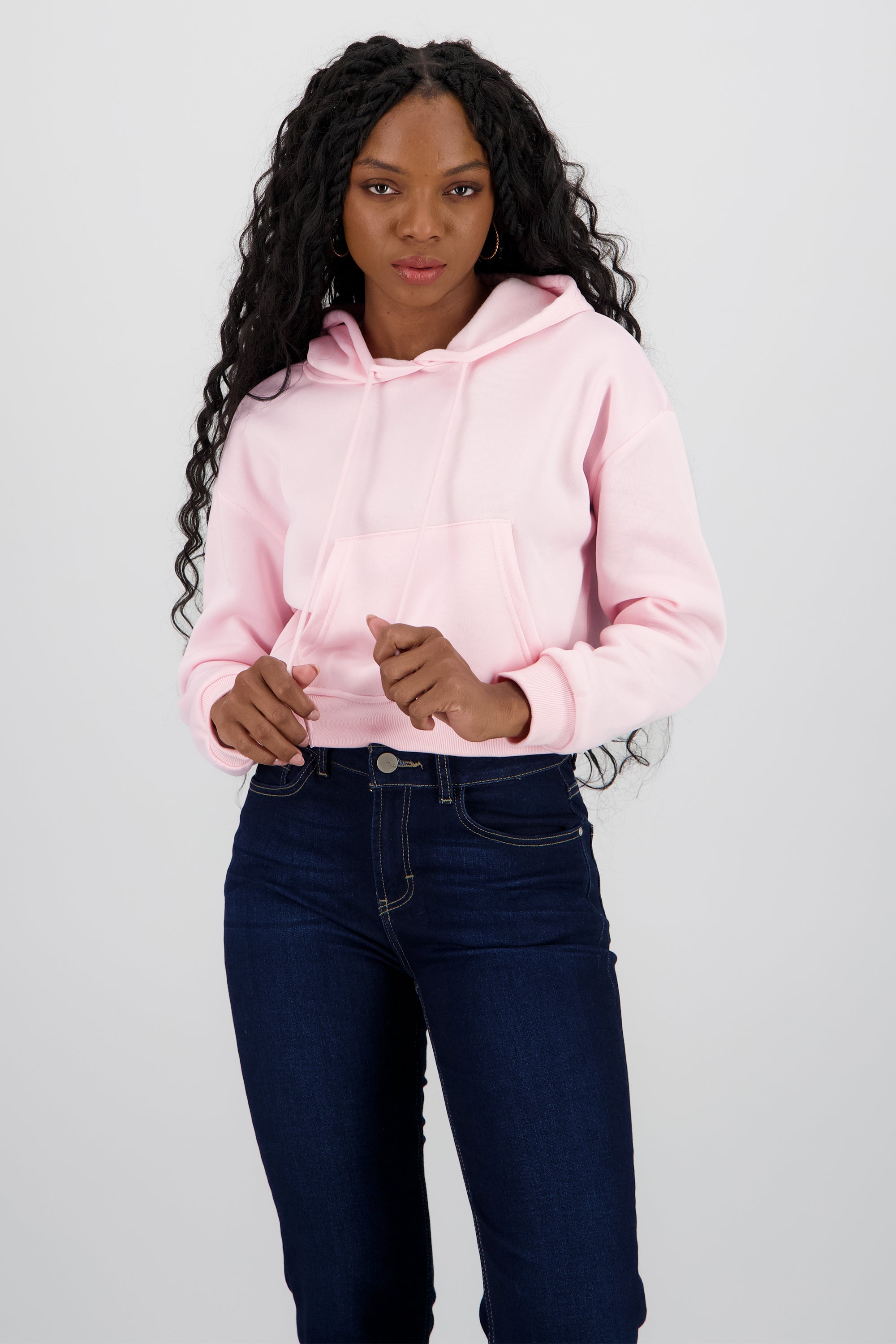 Sudadera lisa corta ROSA PASTEL