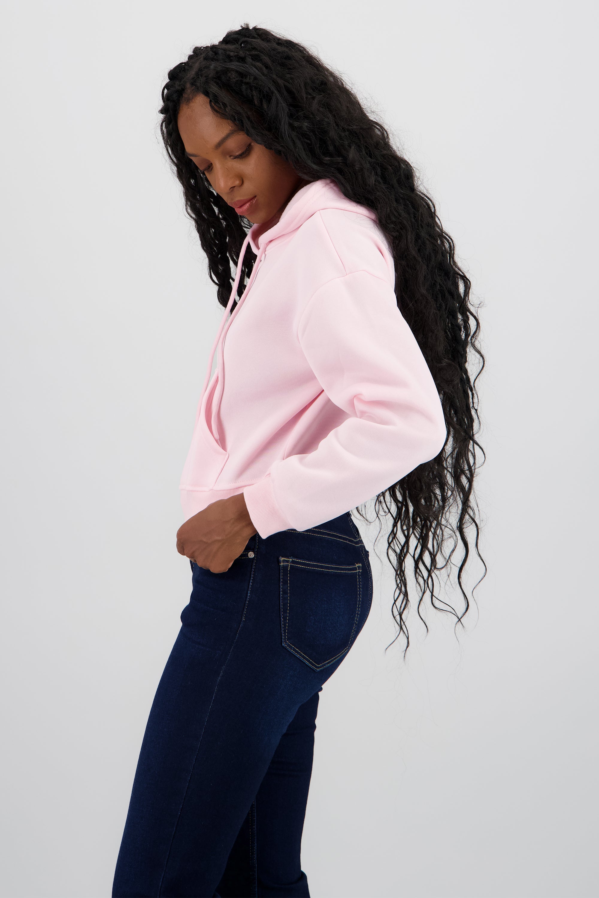 Sudadera lisa corta ROSA PASTEL