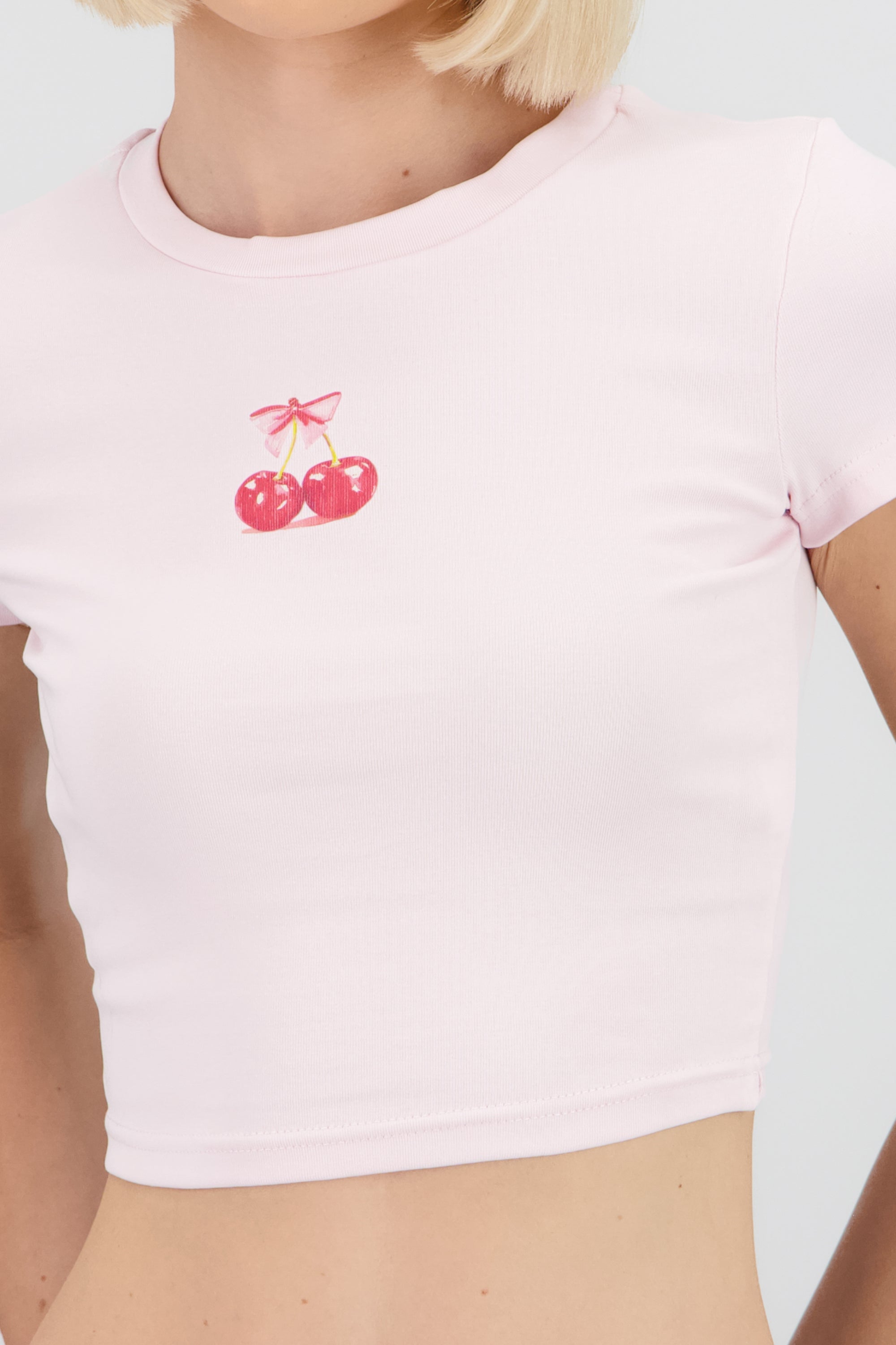 Top corto estampado cereza ROSA COMBO