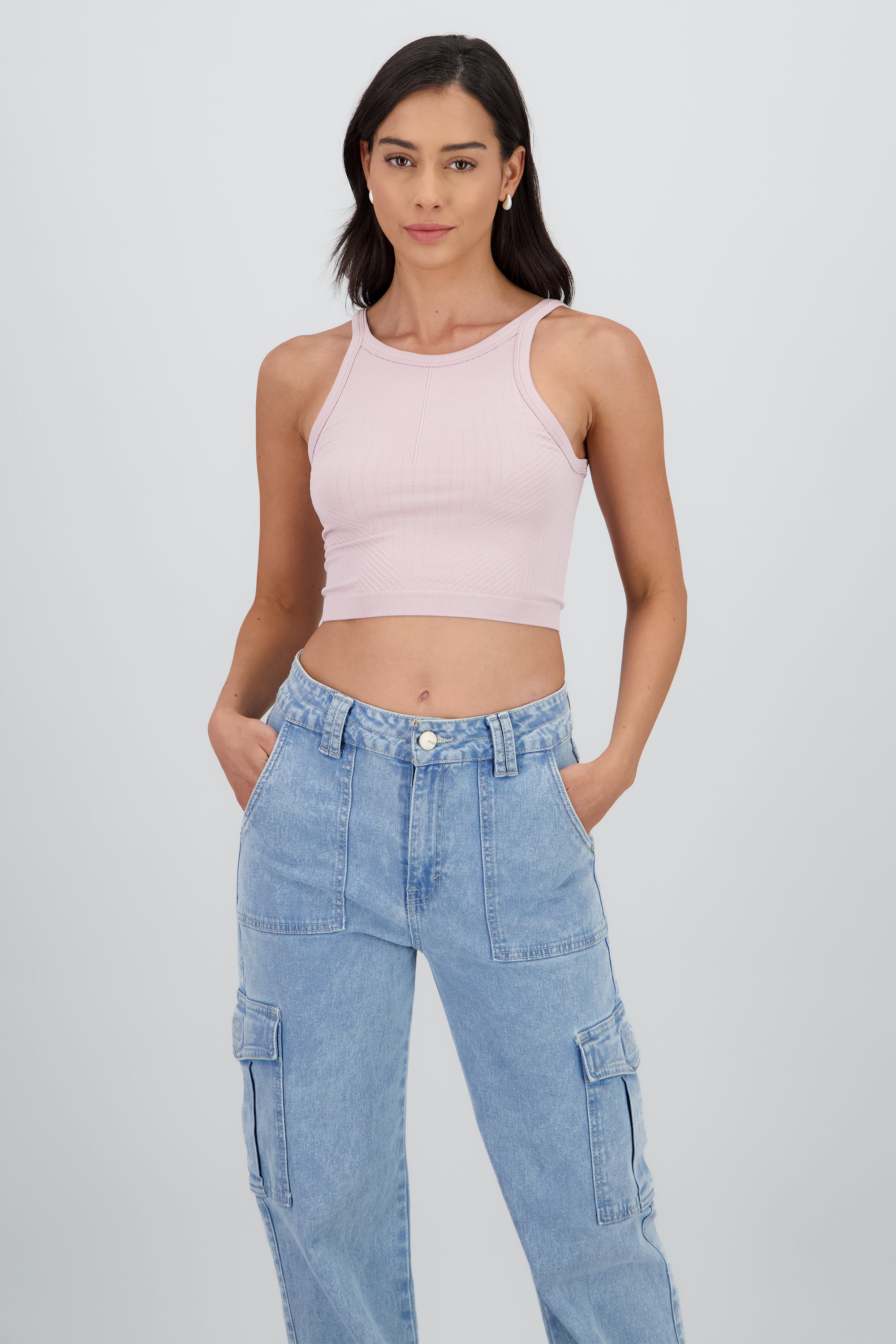 Top sin mangas cuello redondo semaless LILA