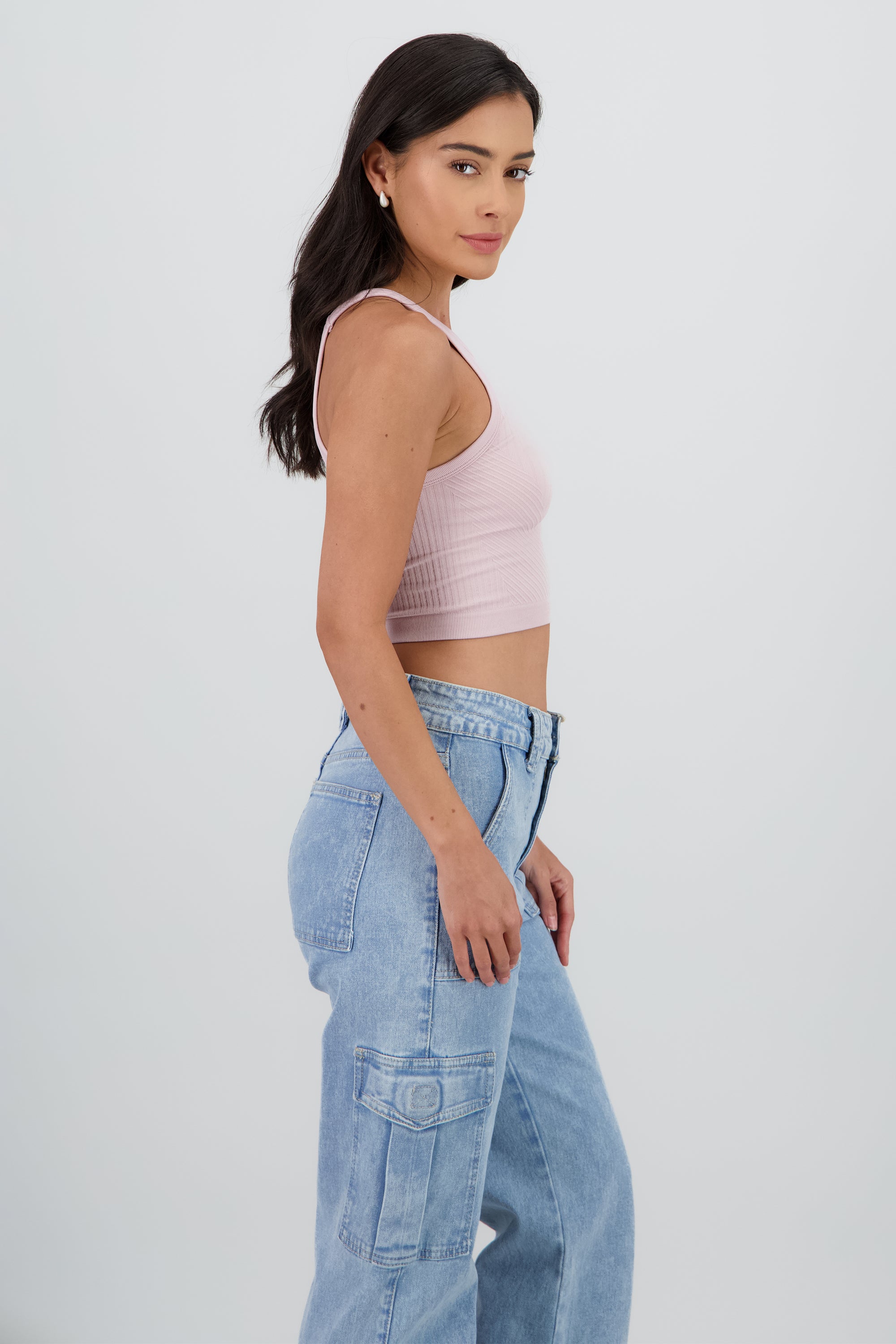 Top sin mangas cuello redondo semaless LILA