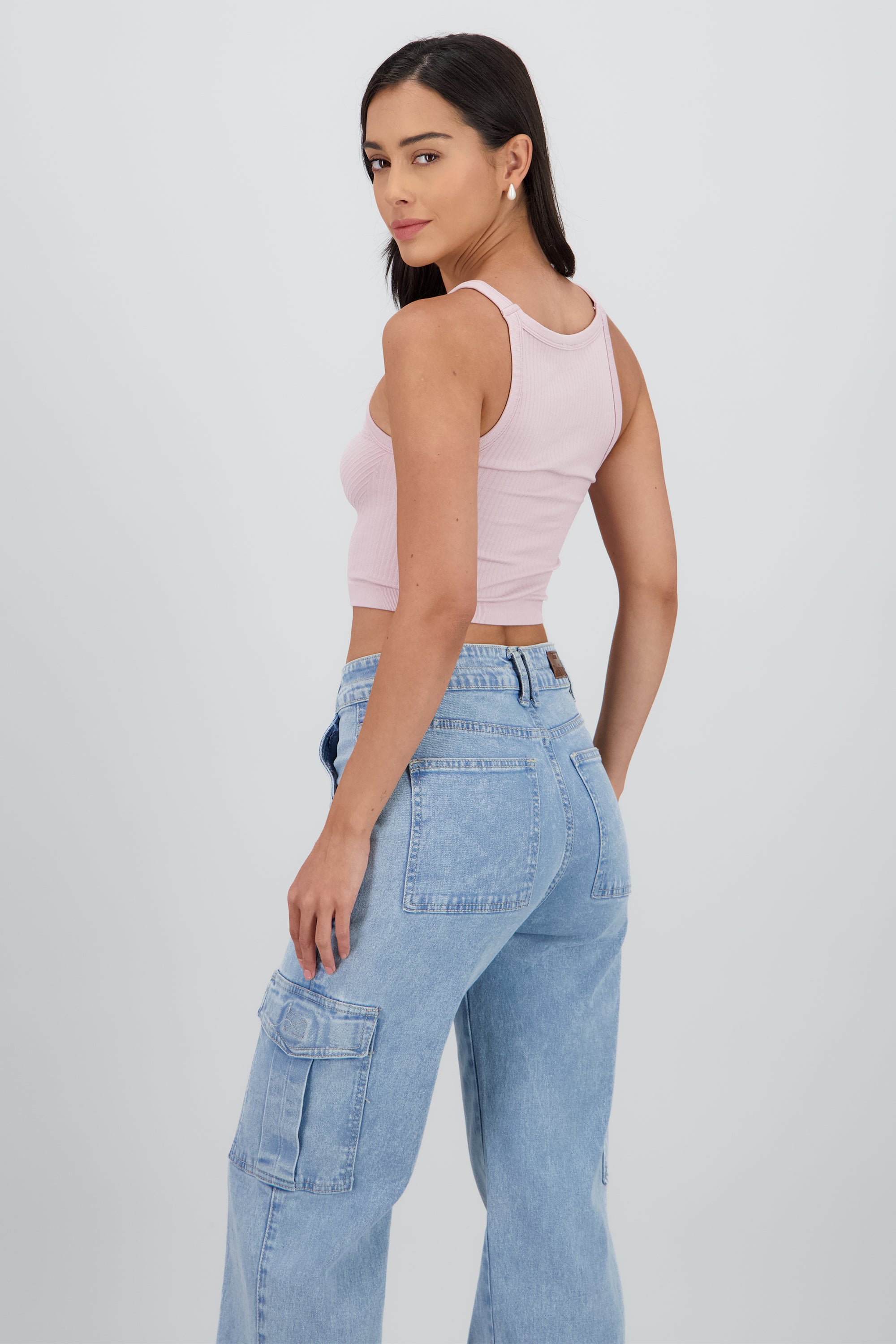 Top sin mangas cuello redondo semaless LILA
