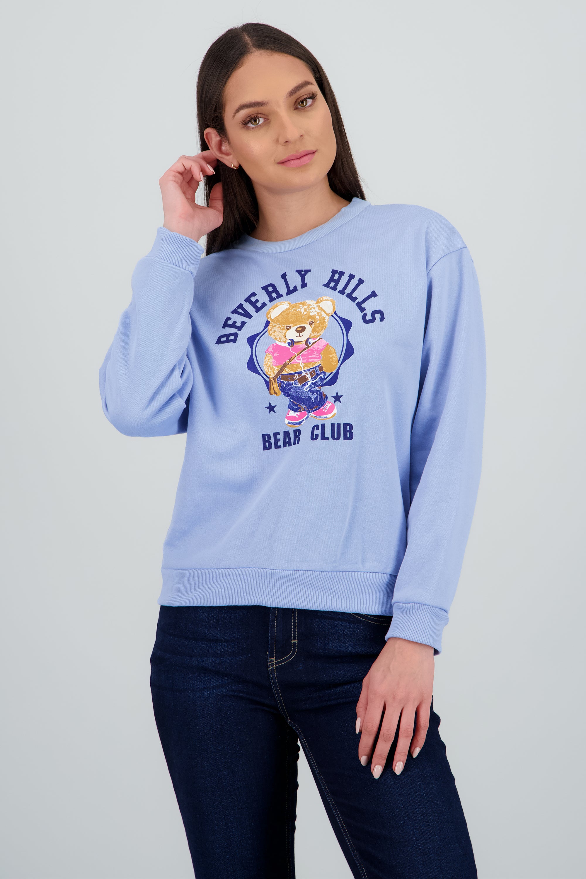 Sudadera estampado oso AZUL CIELO