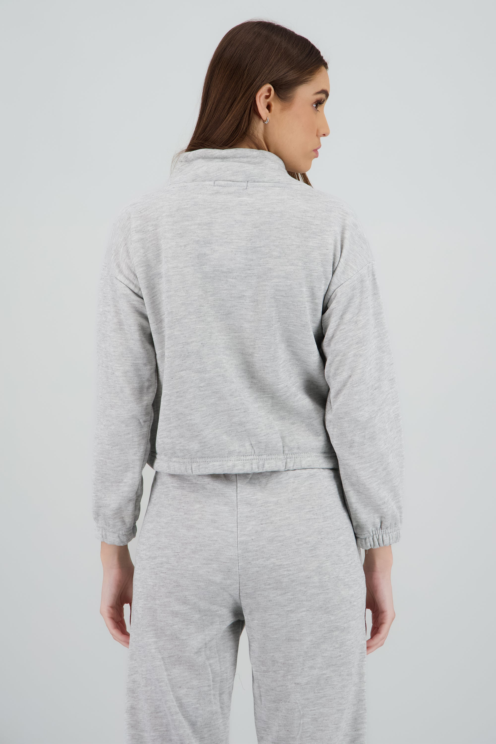 Sudadera cuello alto con cierre GRIS CLARO