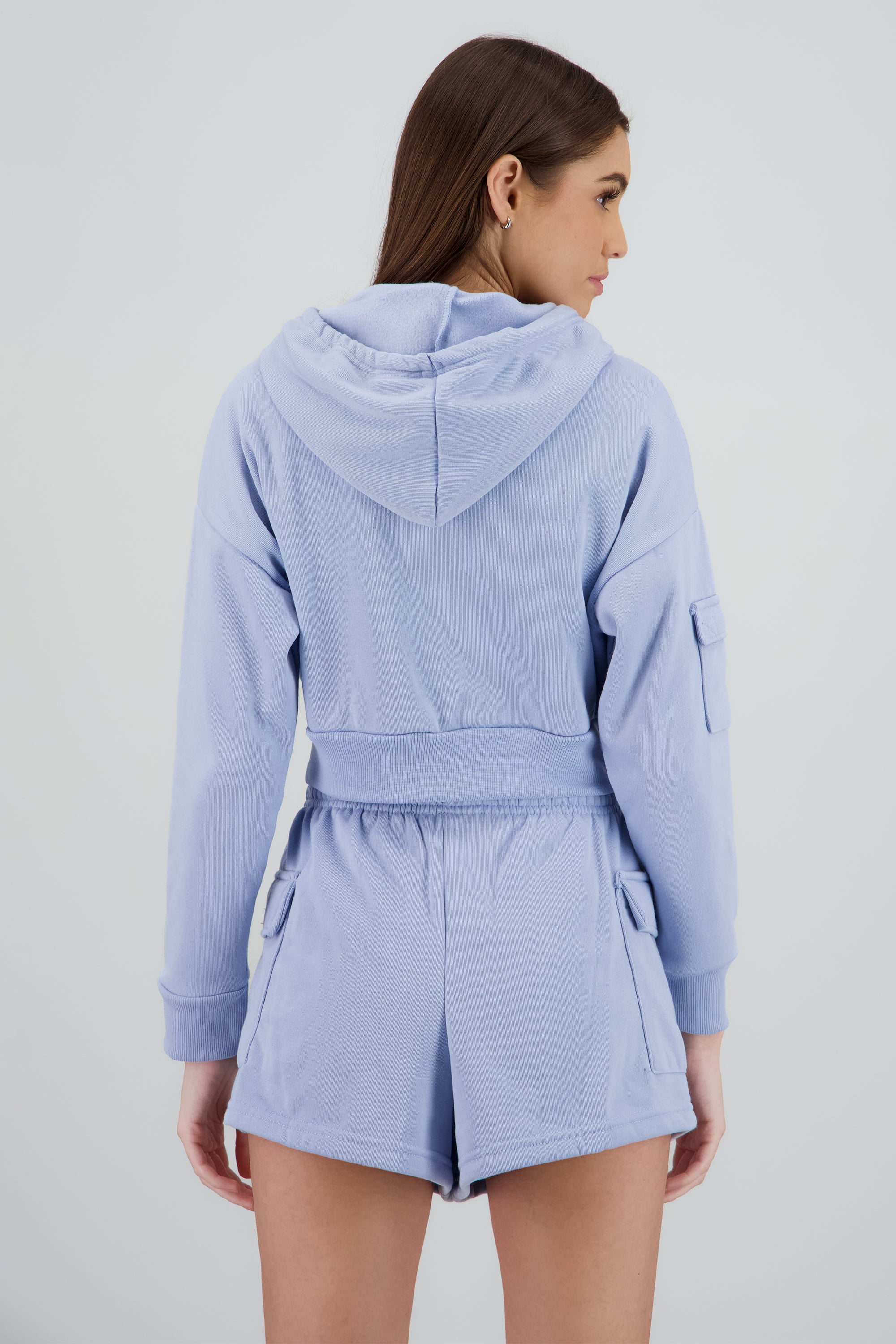 Sudadera cierre con bolsas cargo AZUL CIELO
