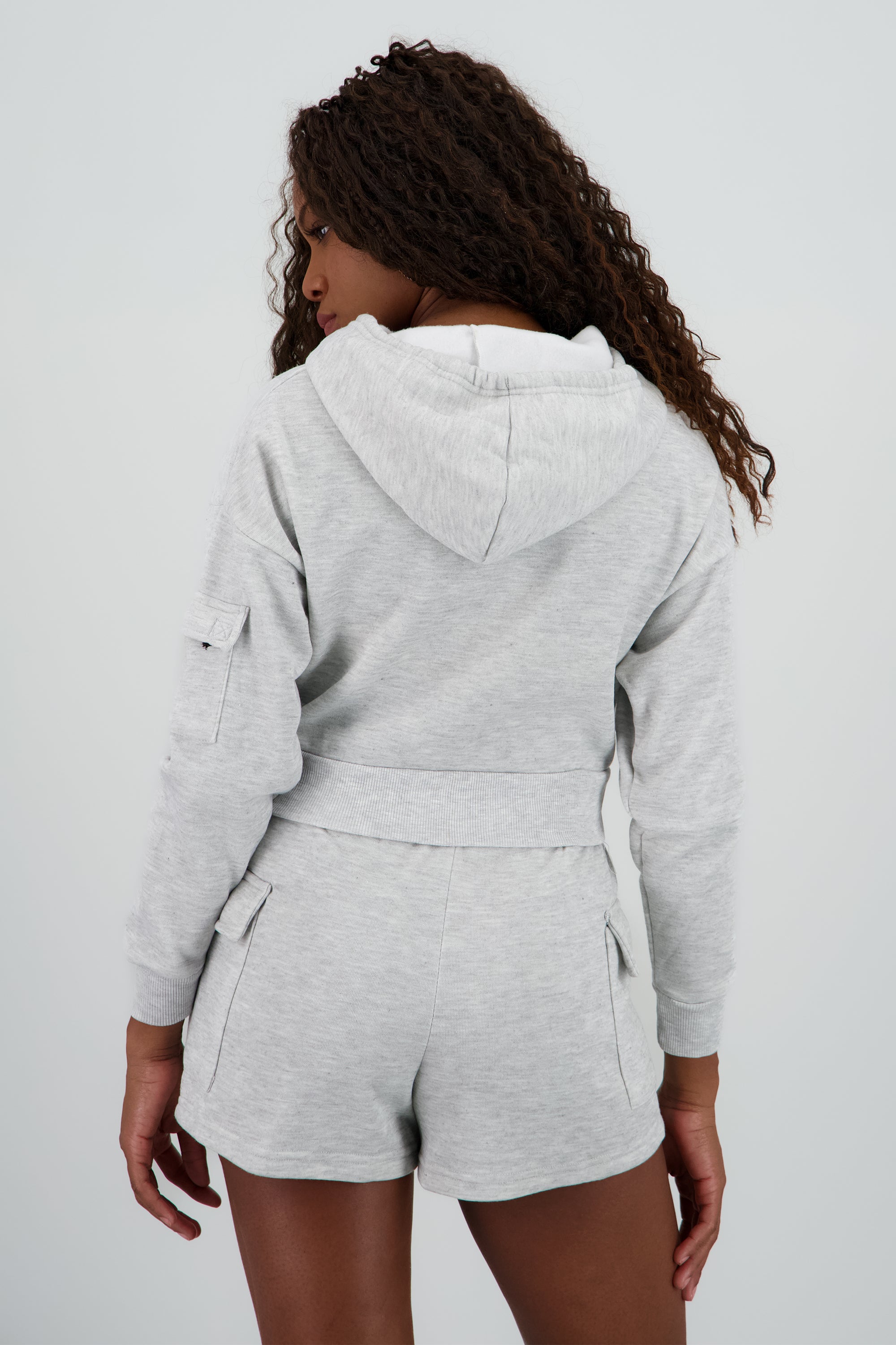 Sudadera cierre con bolsas cargo GRIS JASPE