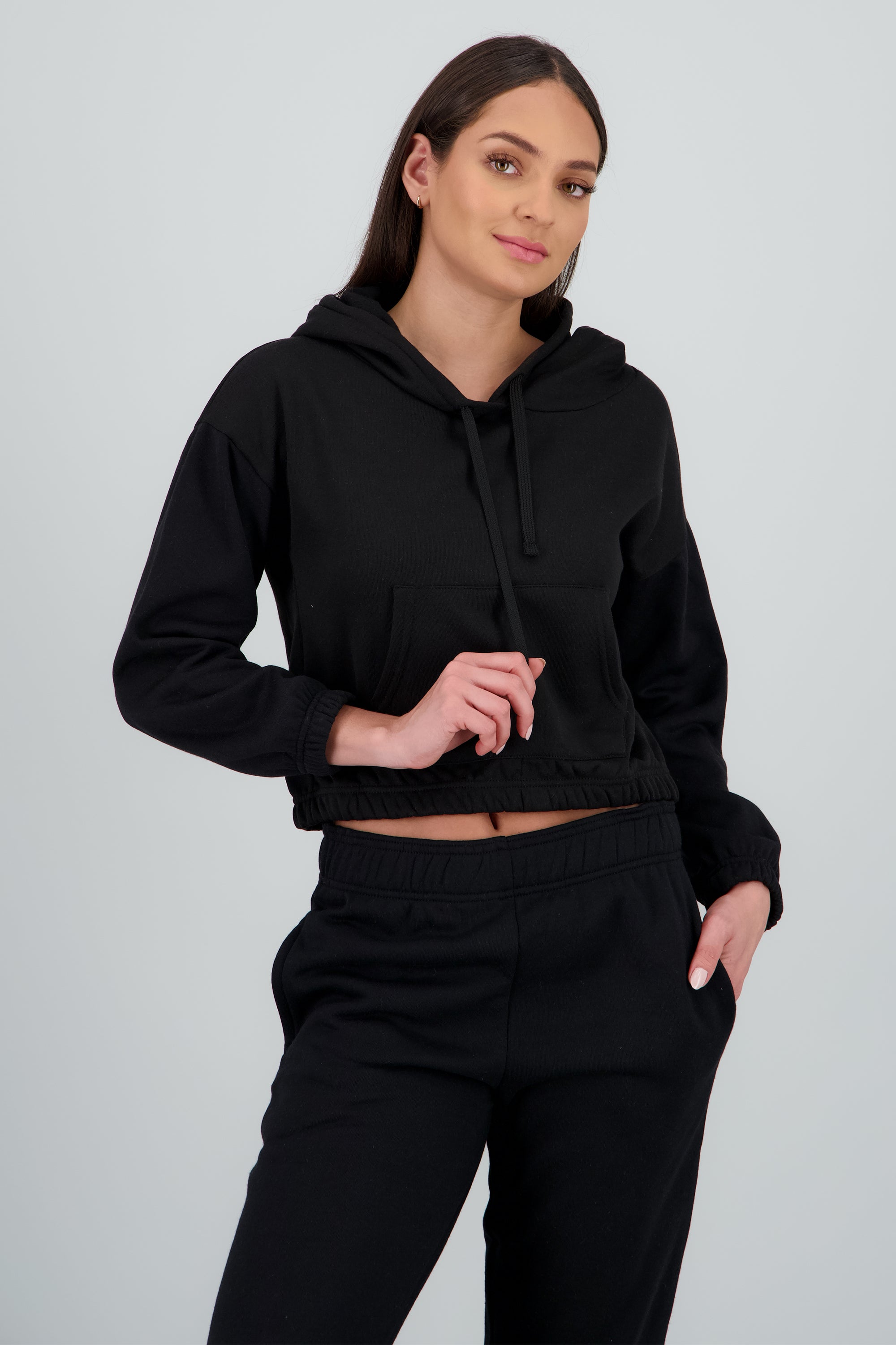 Sudadera liso con gorro NEGRO