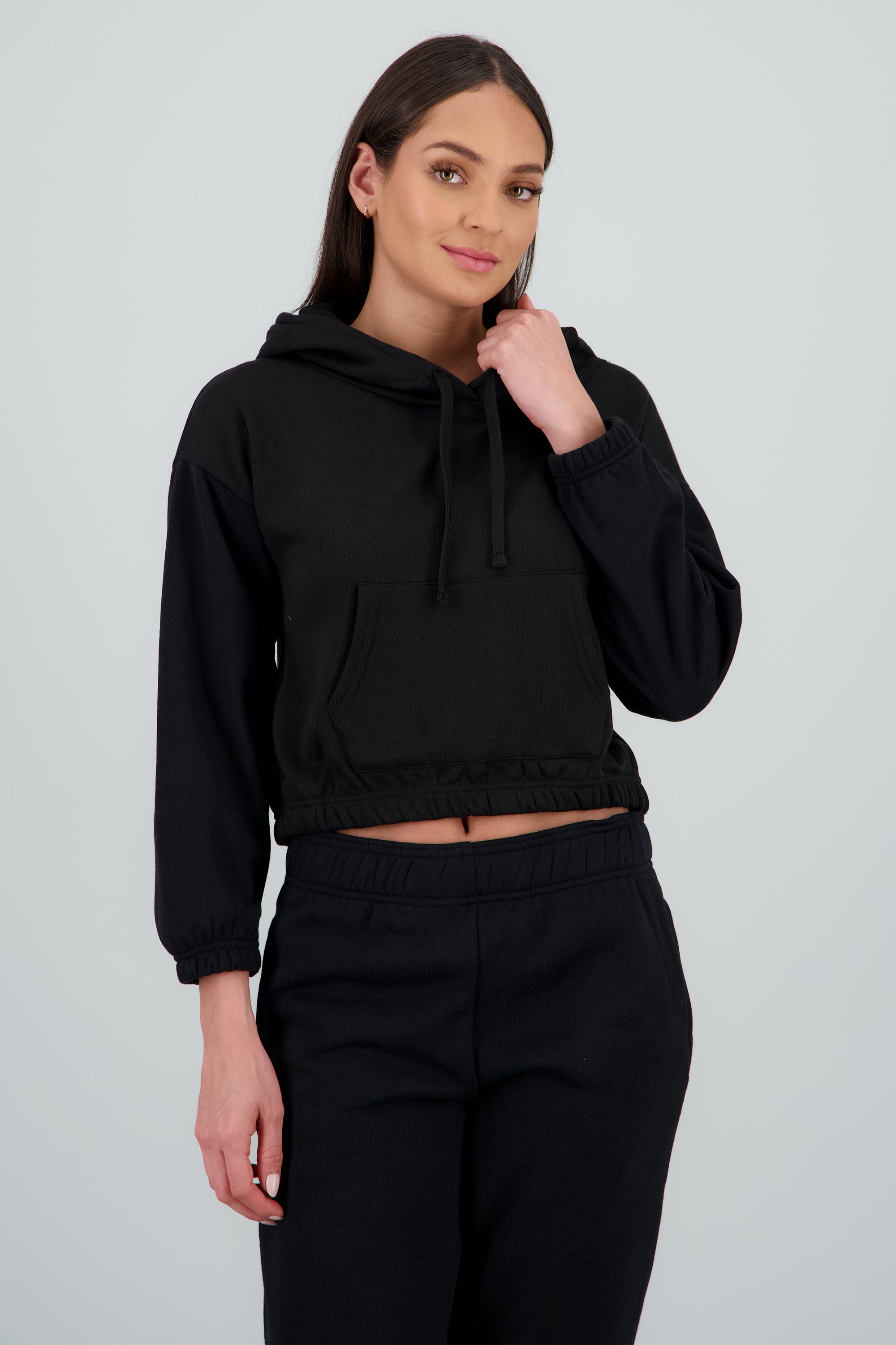 Sudadera liso con gorro NEGRO