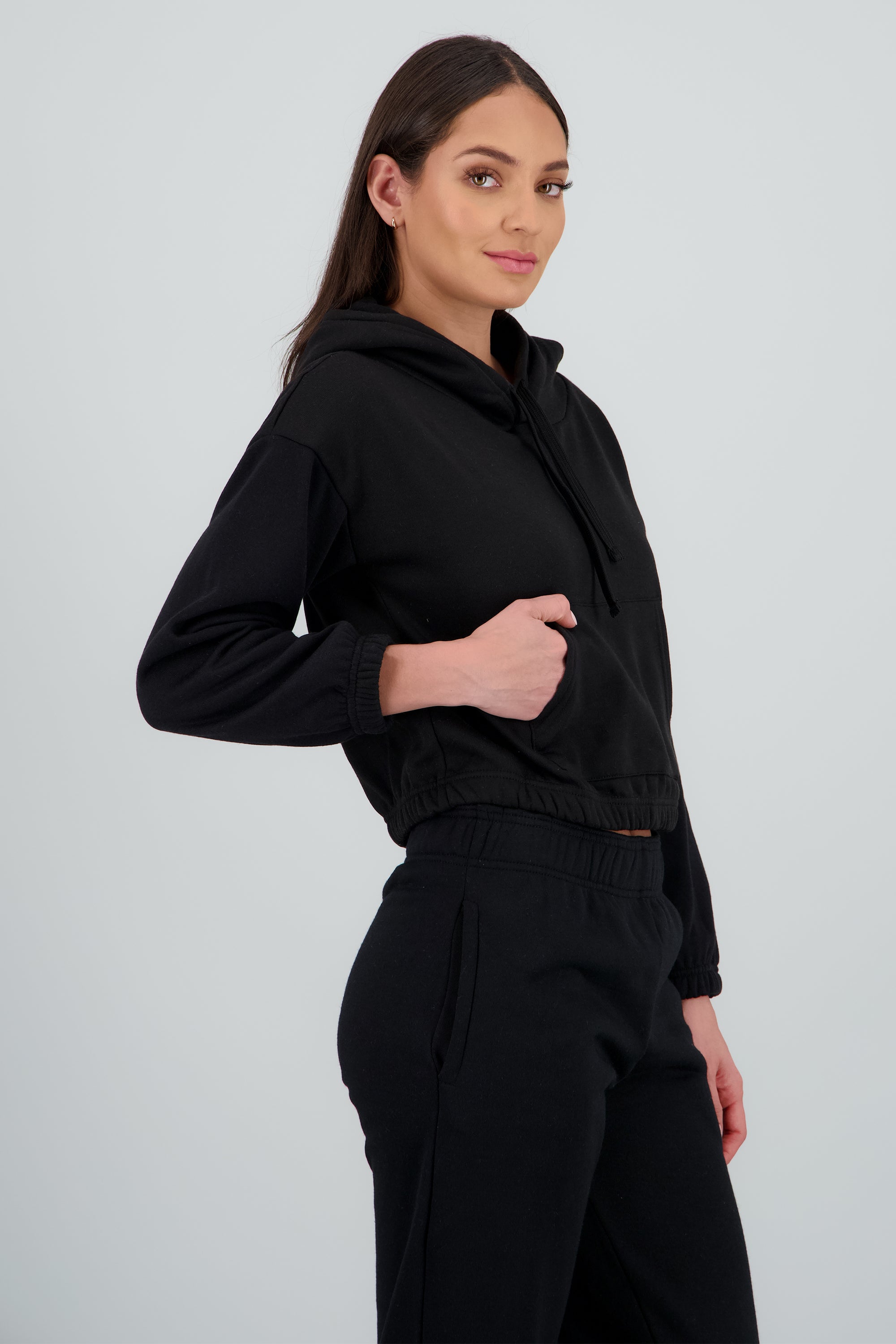 Sudadera liso con gorro NEGRO