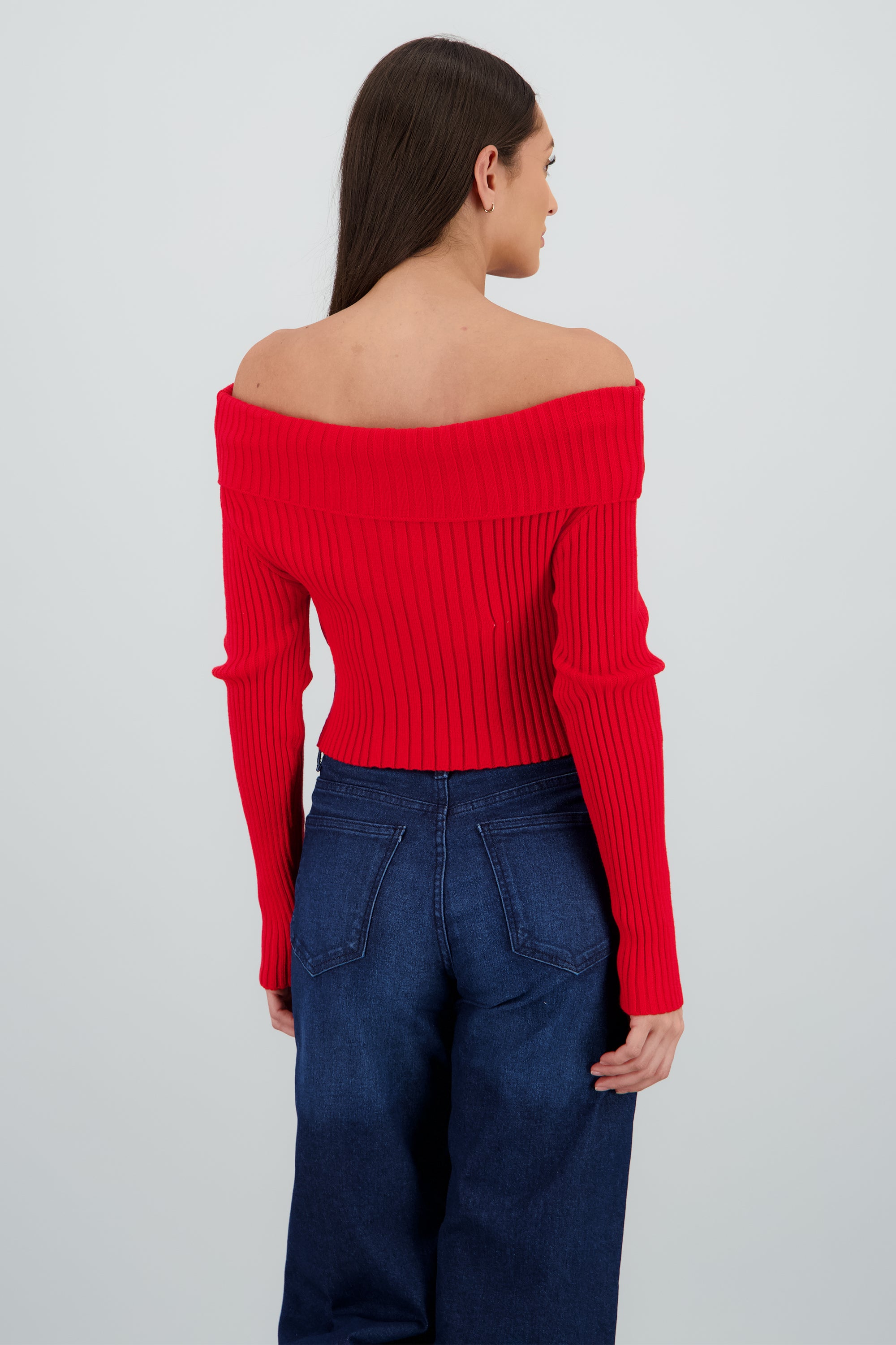 Sueter off shoulder tejido ROJO