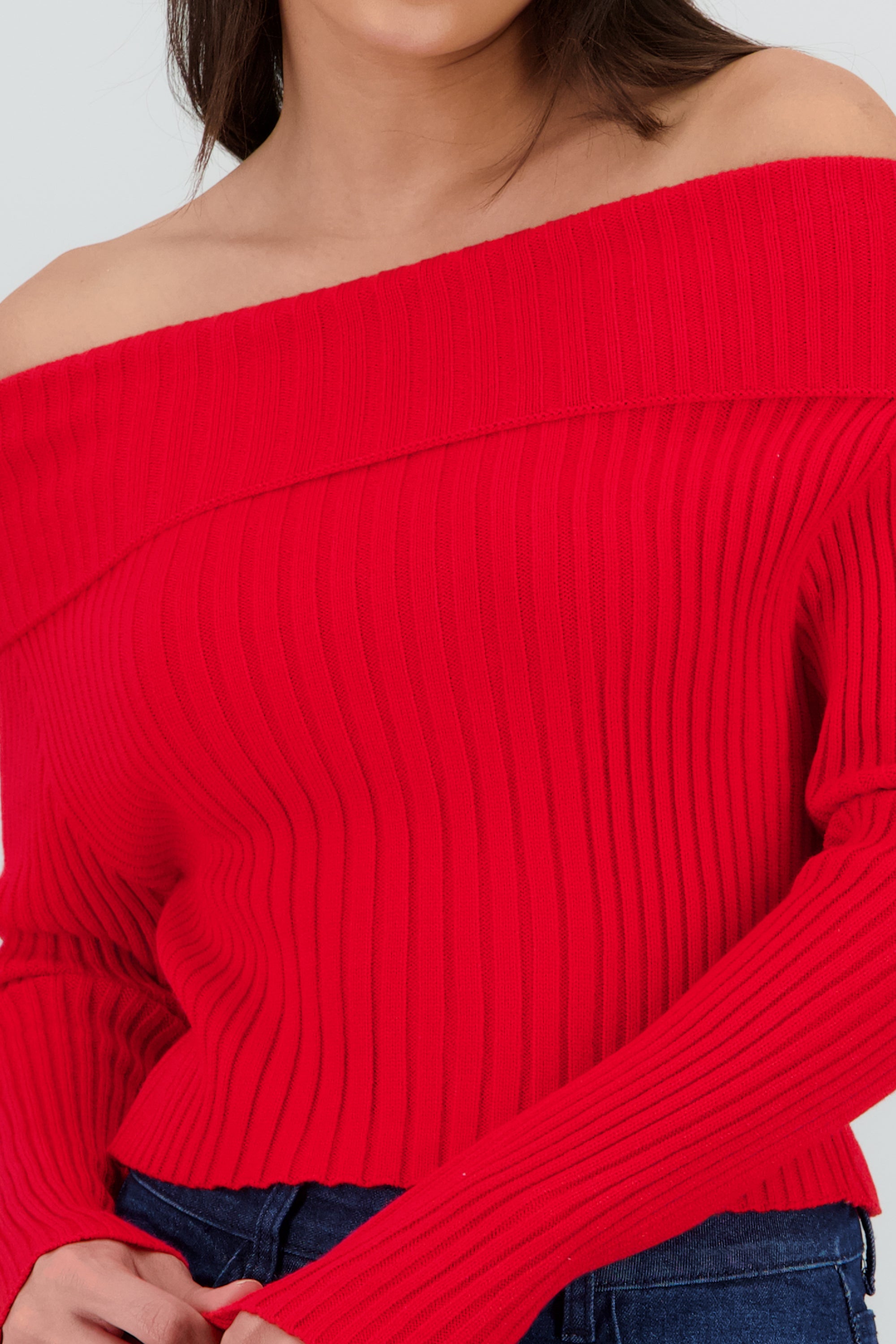 Sueter off shoulder tejido ROJO