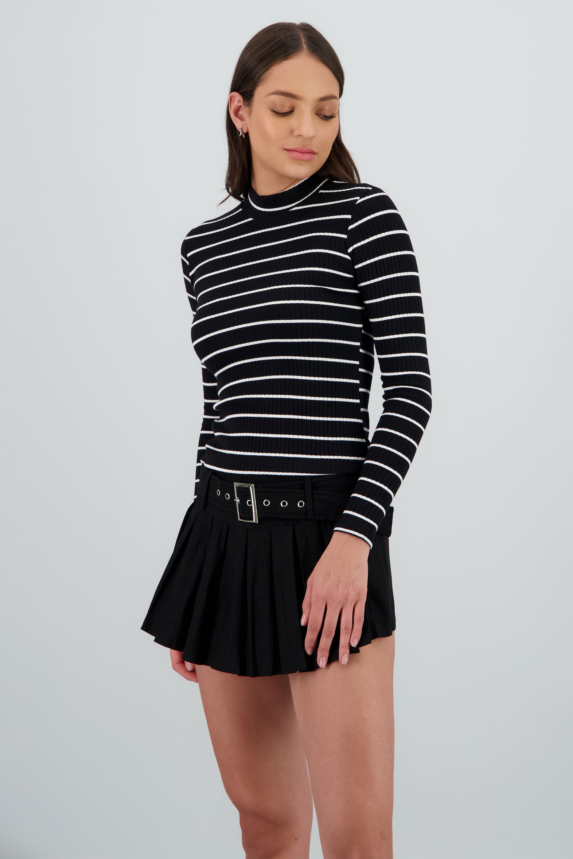 Top cuello alto rayas NEGRO COMBO