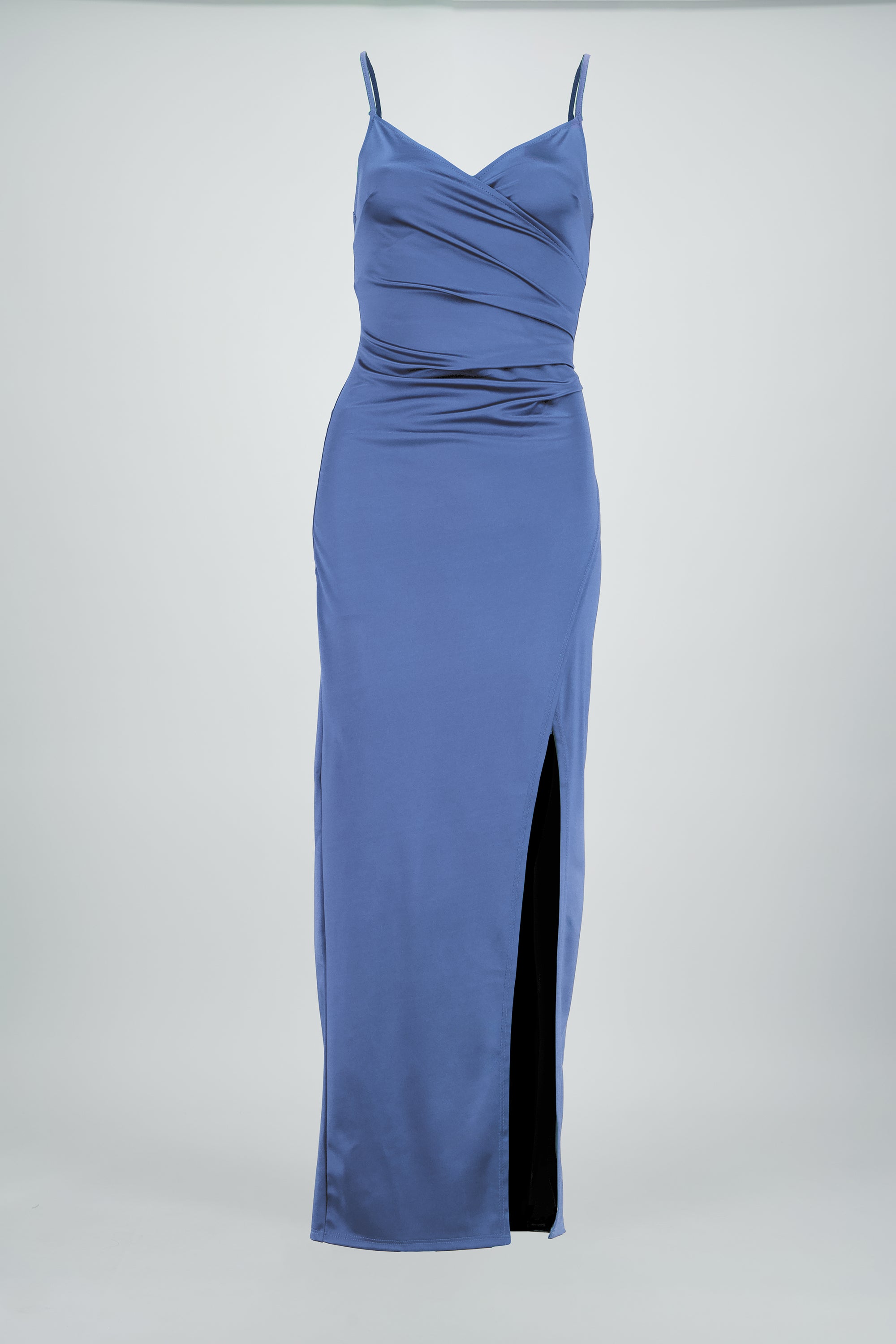 Vestido Maxi Satín Escote Cruzado