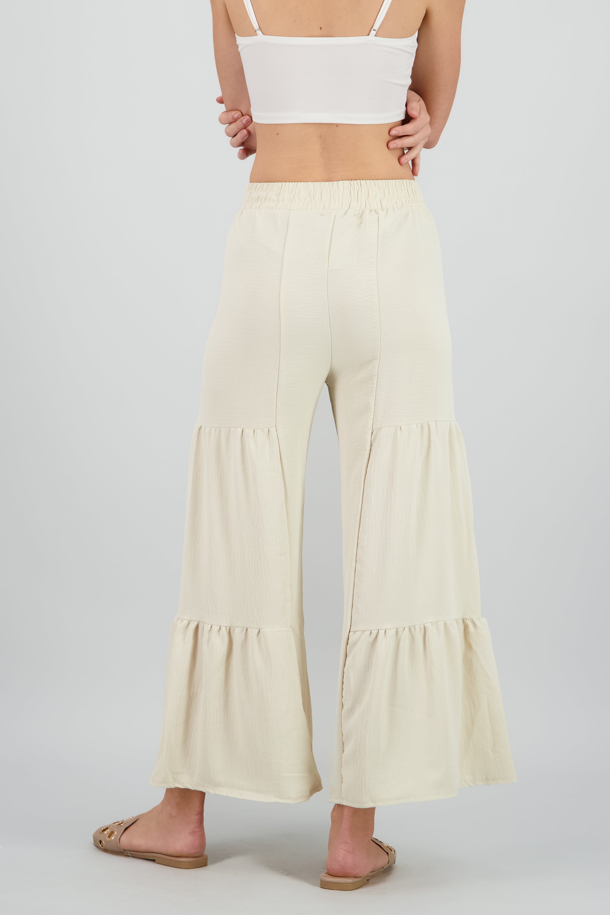 Pantalon cinturon amarre moño KHAKI