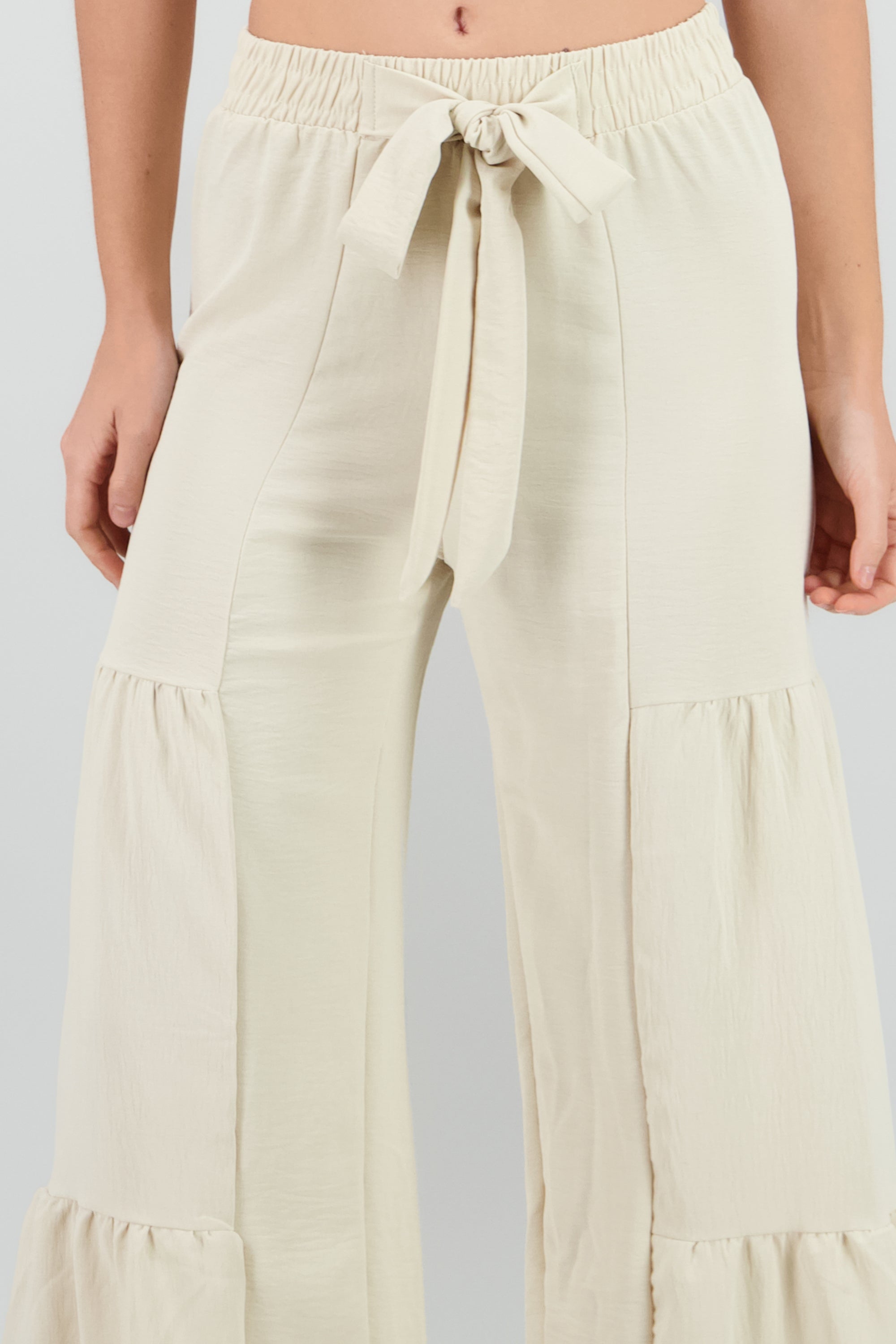 Pantalon cinturon amarre moño KHAKI