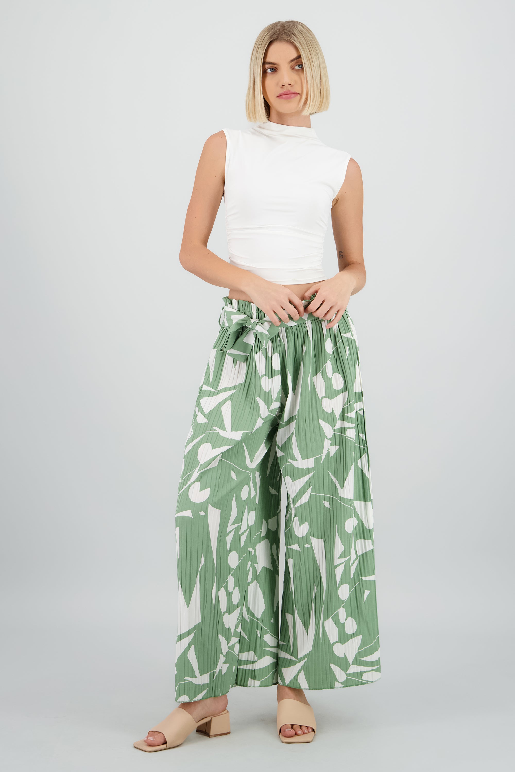 Pantalon amplio estampado VERDE COMBO