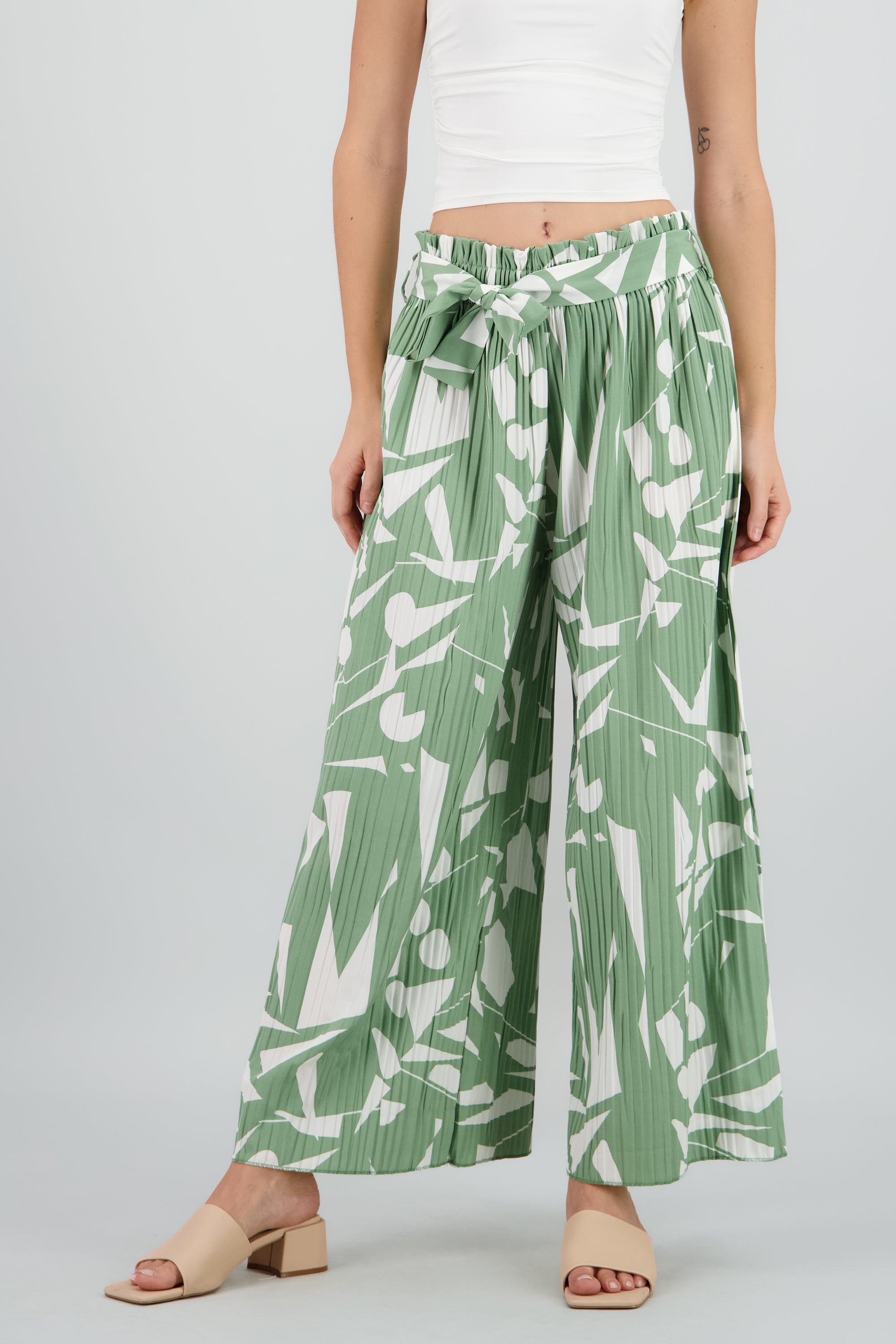 Pantalon amplio estampado VERDE COMBO