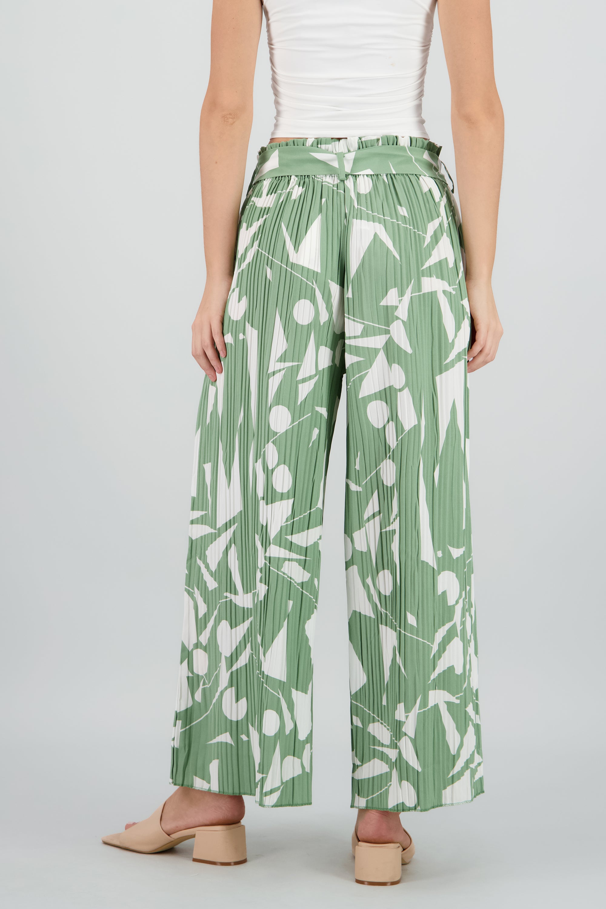 Pantalon amplio estampado VERDE COMBO