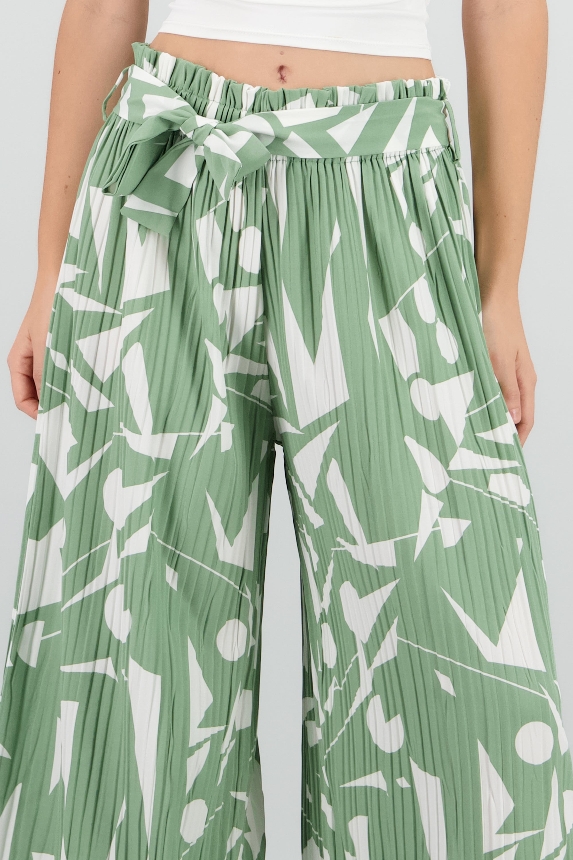 Pantalon amplio estampado VERDE COMBO