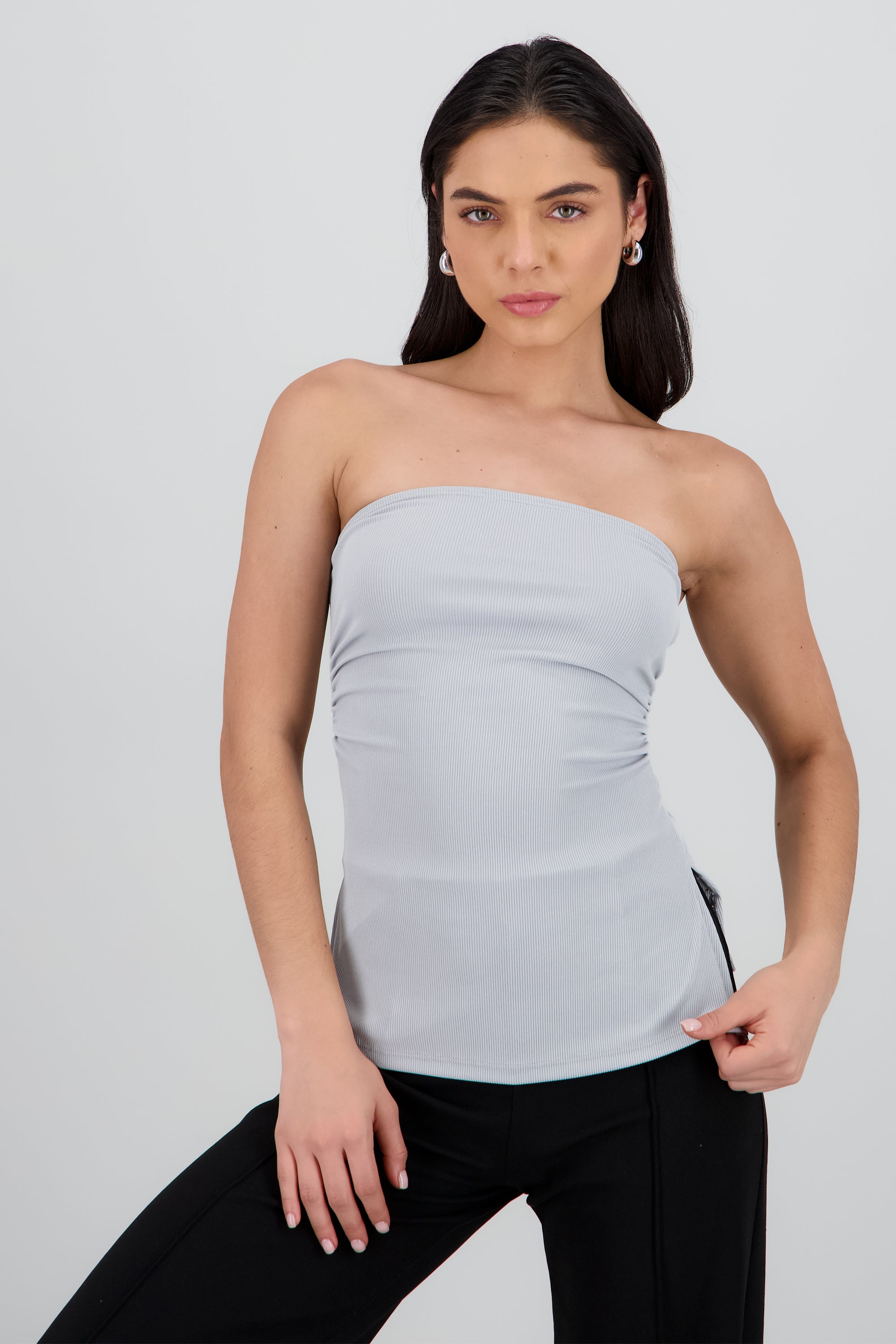 Top tubo abertura rib GRIS CLARO