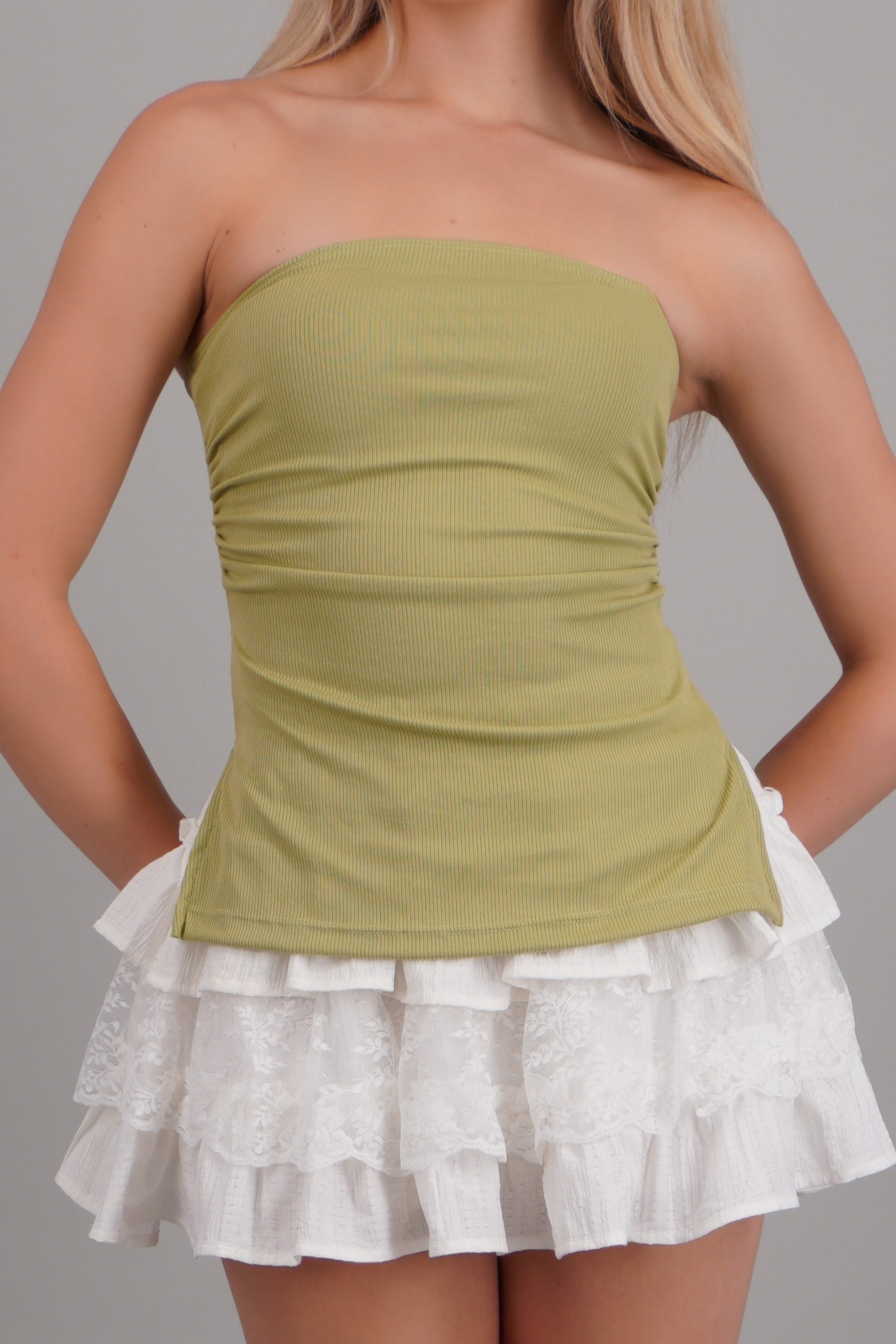 Top tubo abertura rib VERDE MANZANA