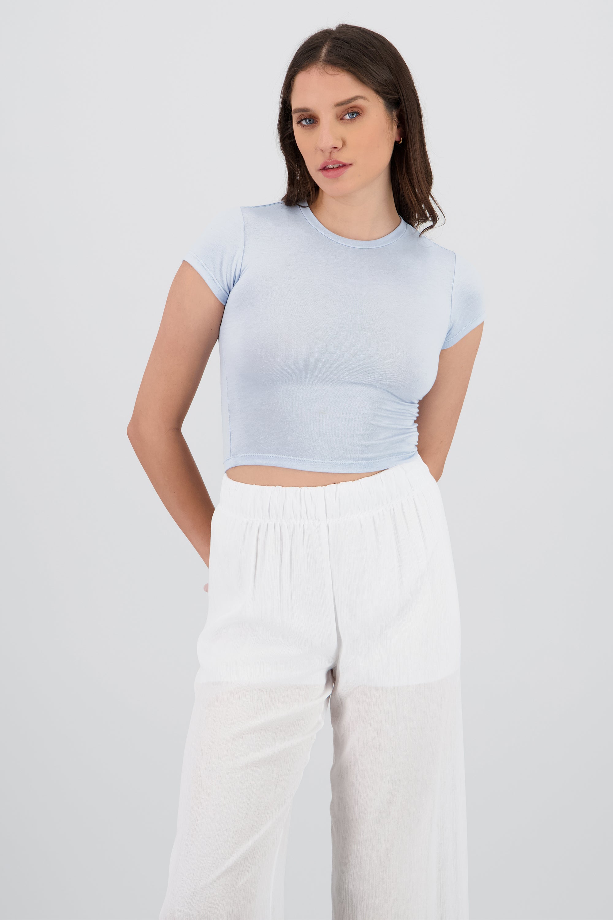 Playera larga manga corta AZUL