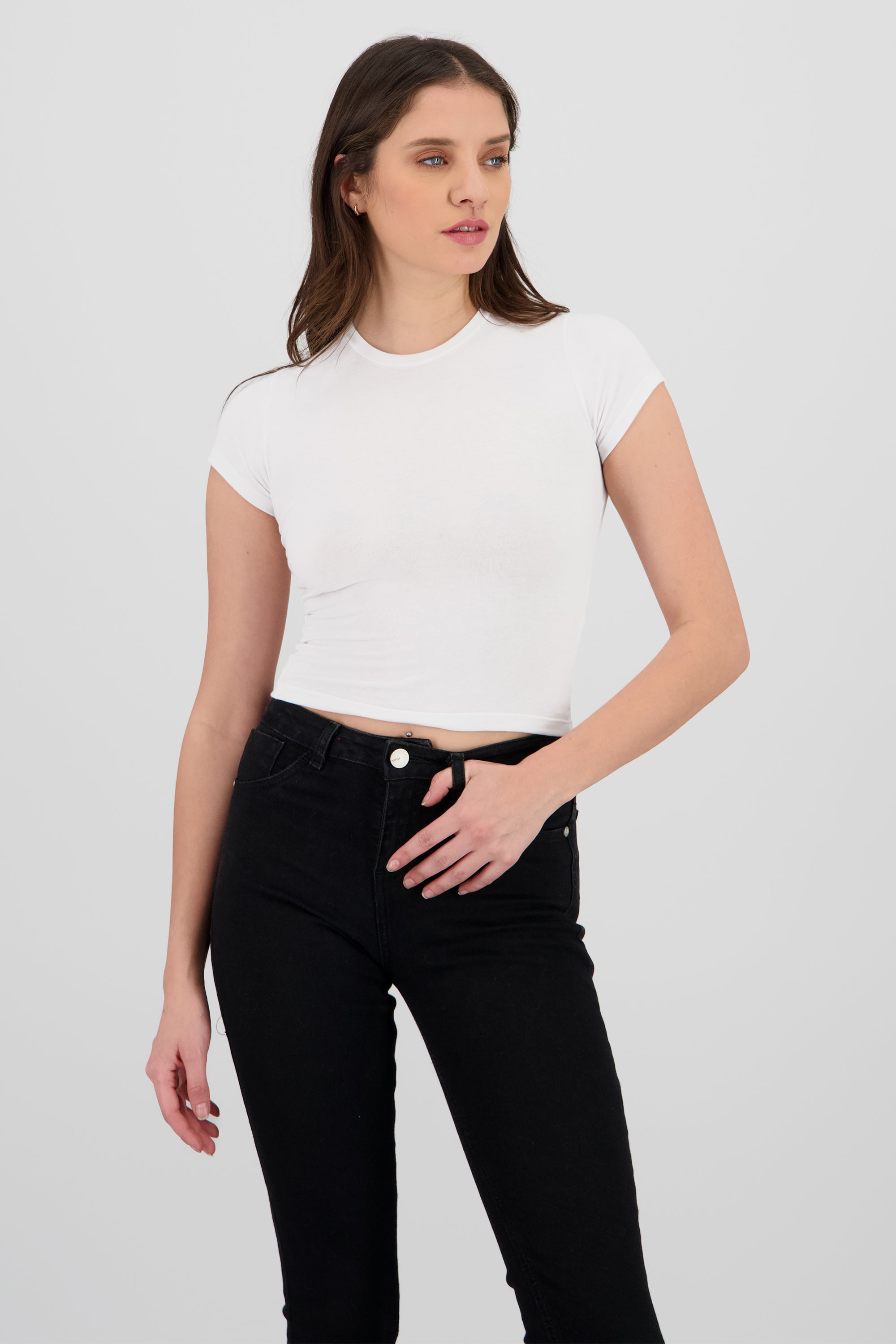 Playera larga manga corta BLANCO