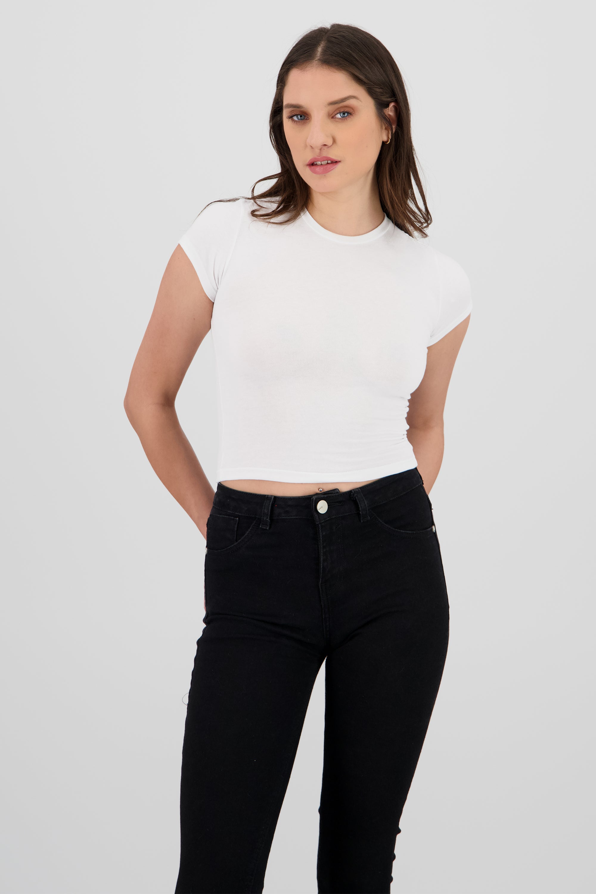 Playera larga manga corta BLANCO