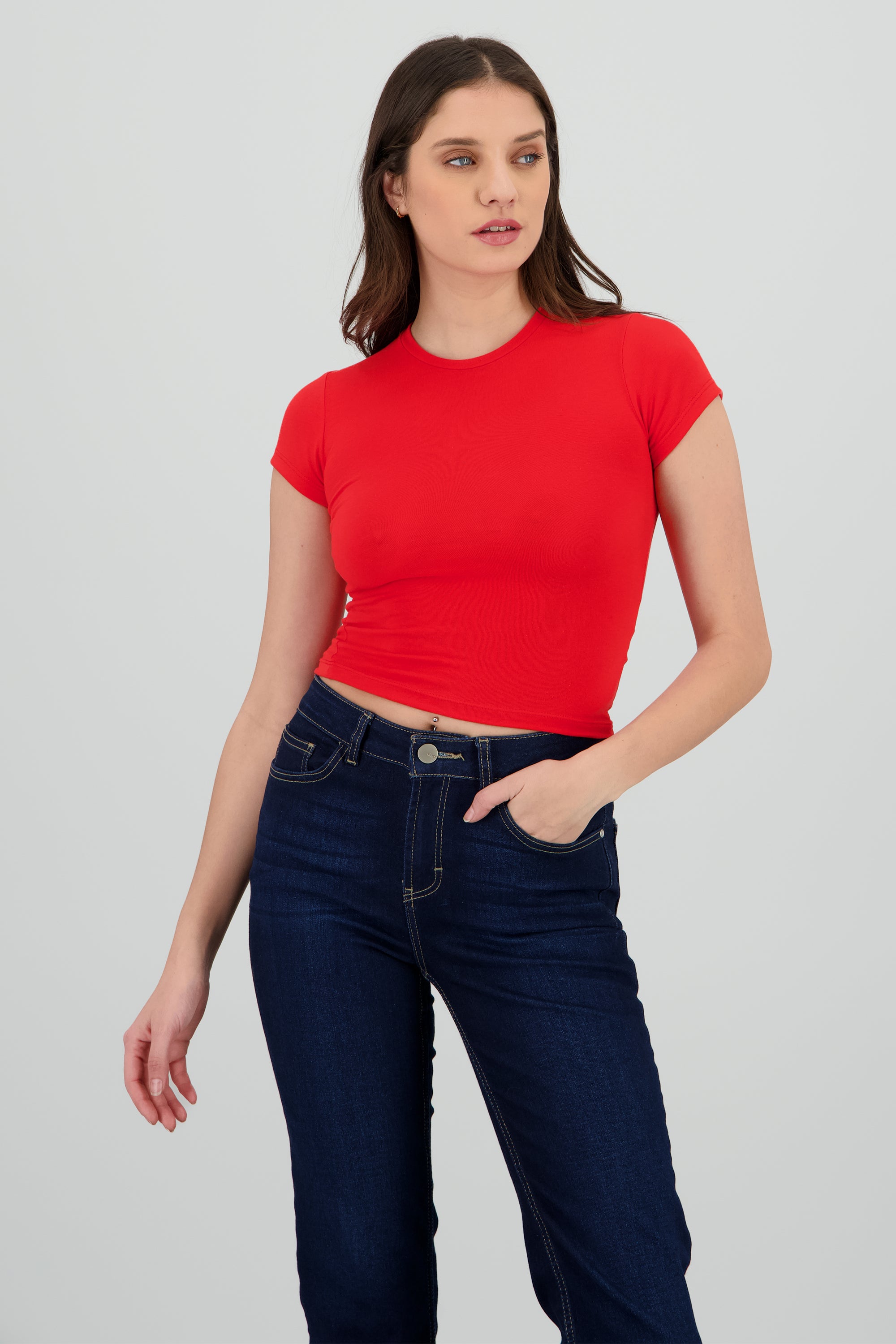 Playera larga manga corta ROJO