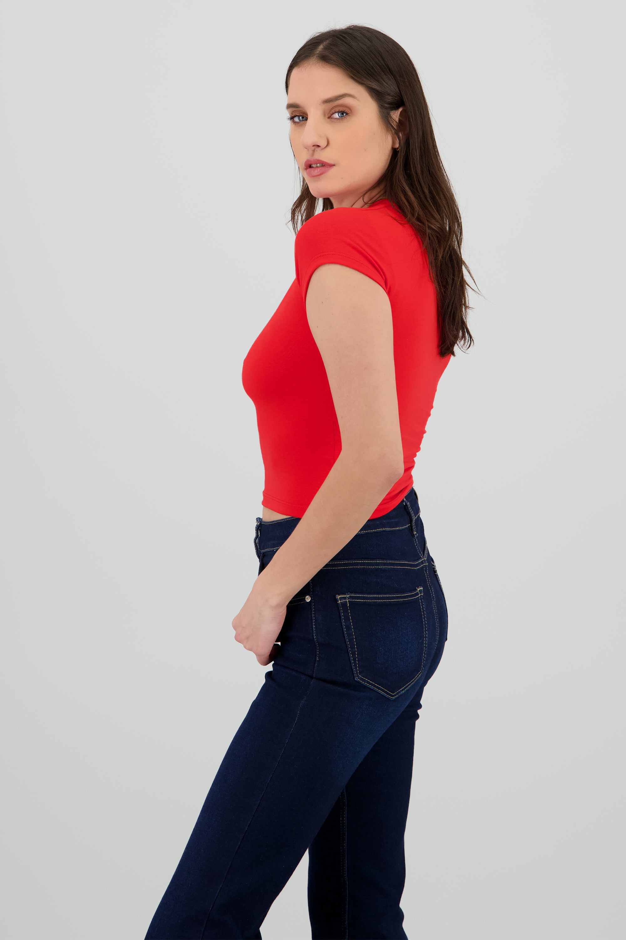 Playera larga manga corta ROJO