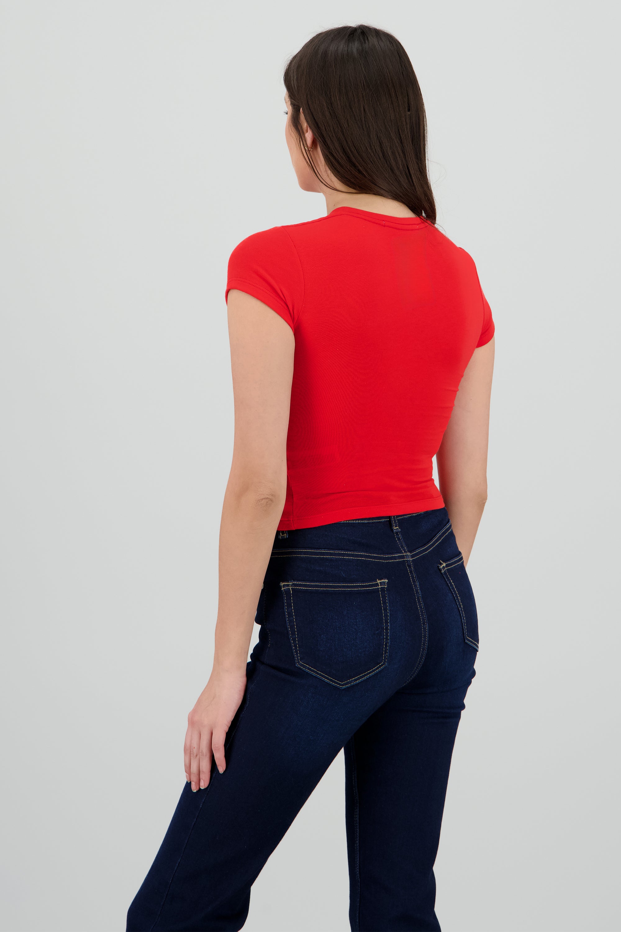 Playera larga manga corta ROJO