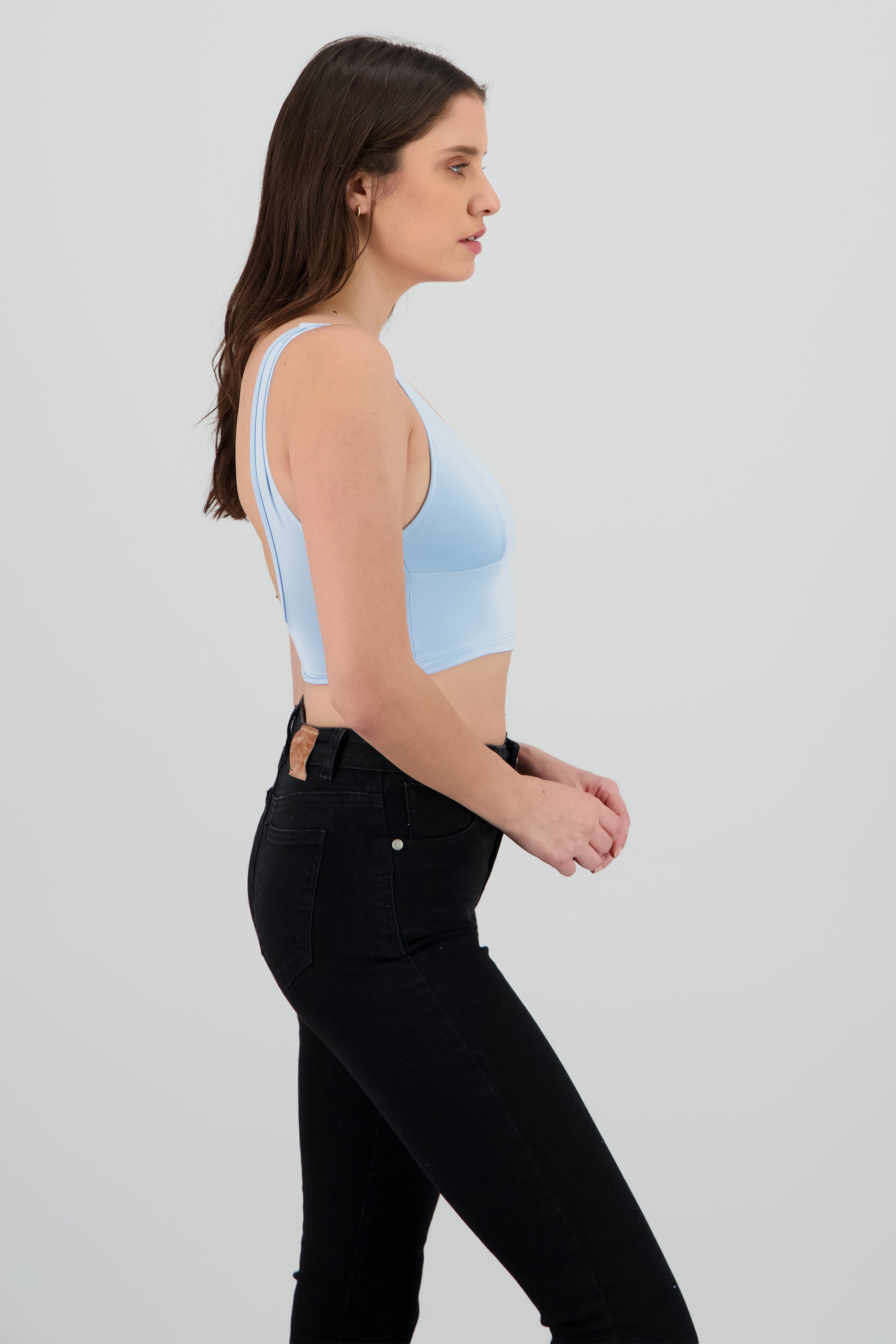 Top corto escote en V AZUL