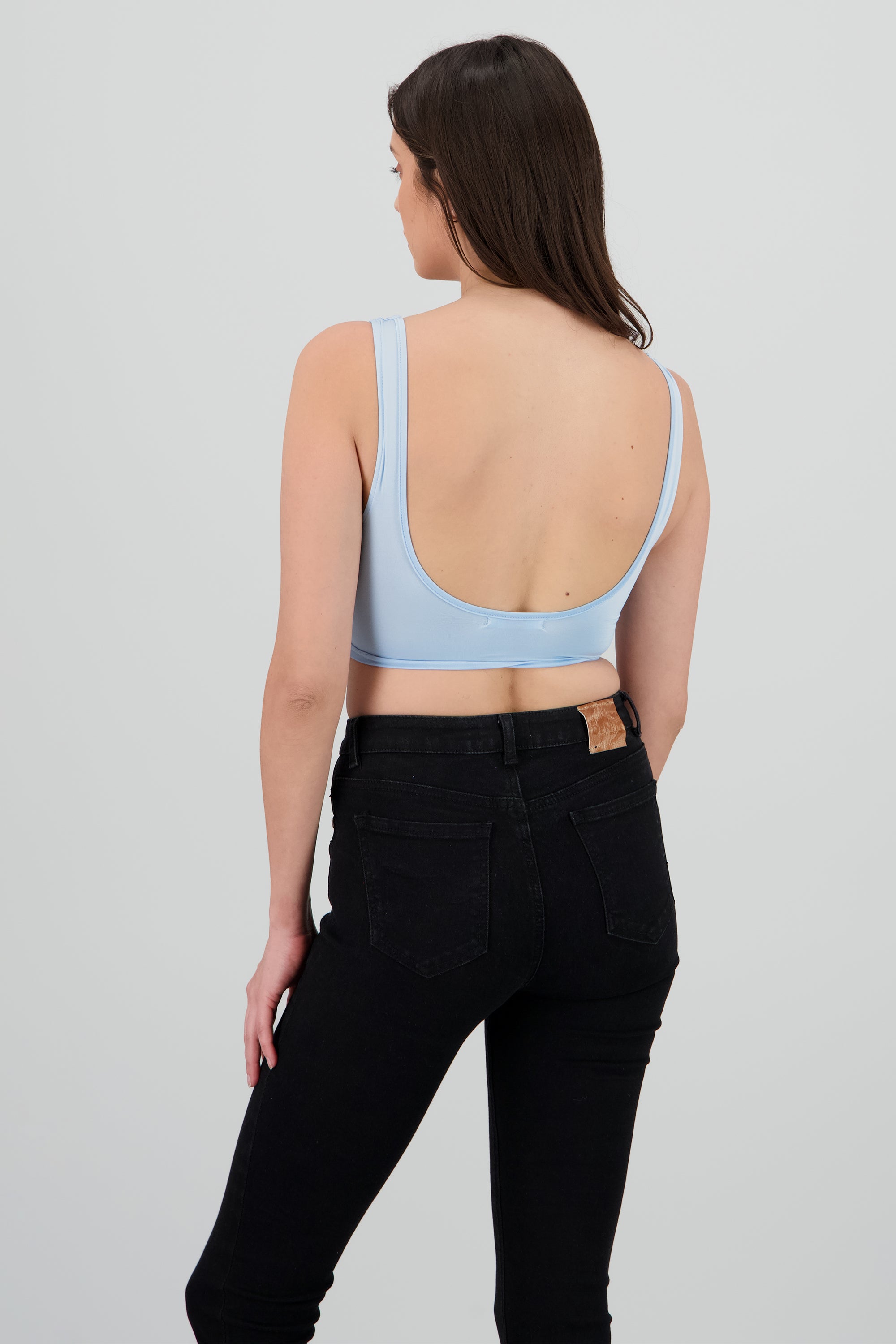 Top corto escote en V AZUL