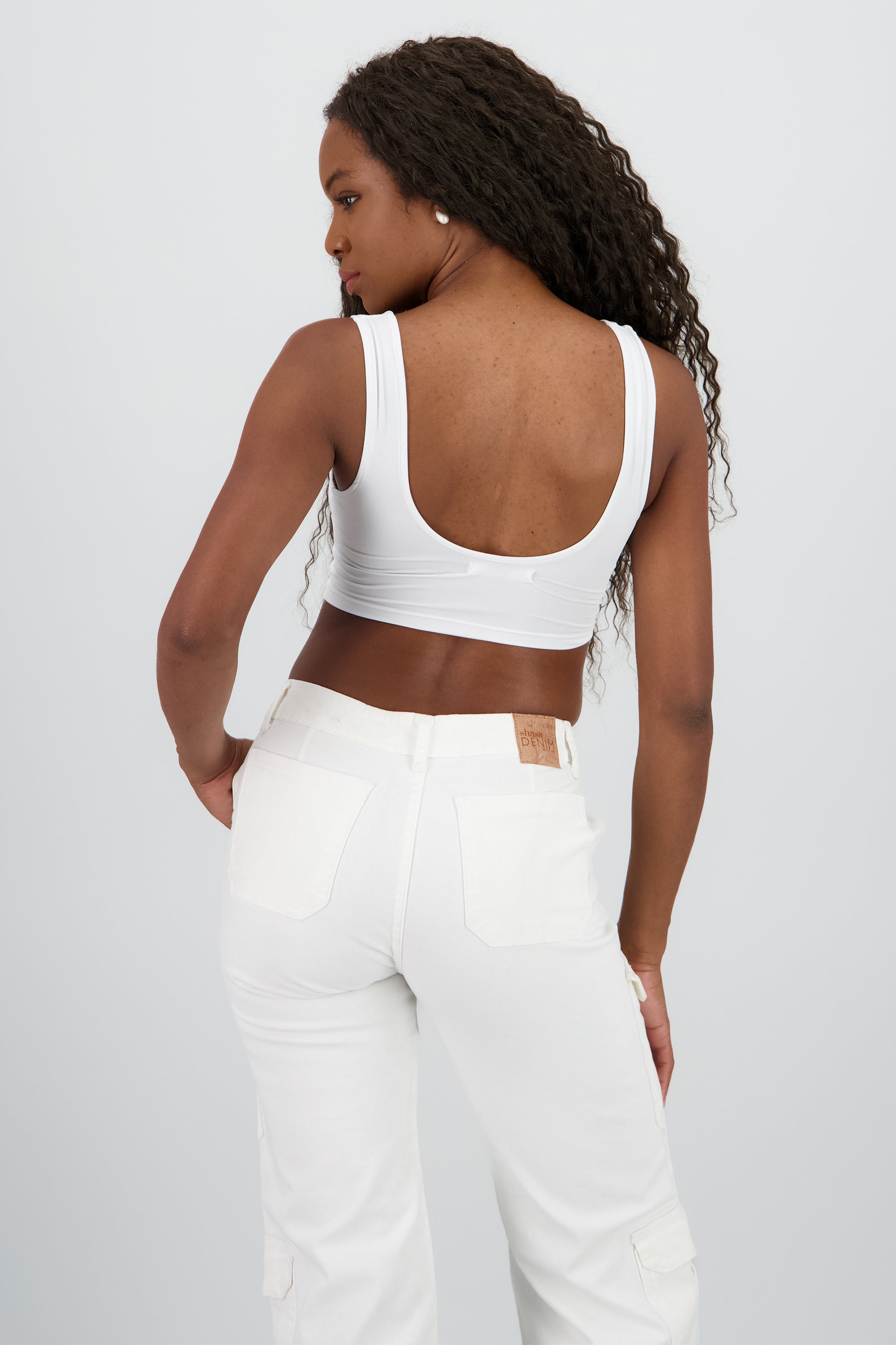 Top corto escote en V BLANCO