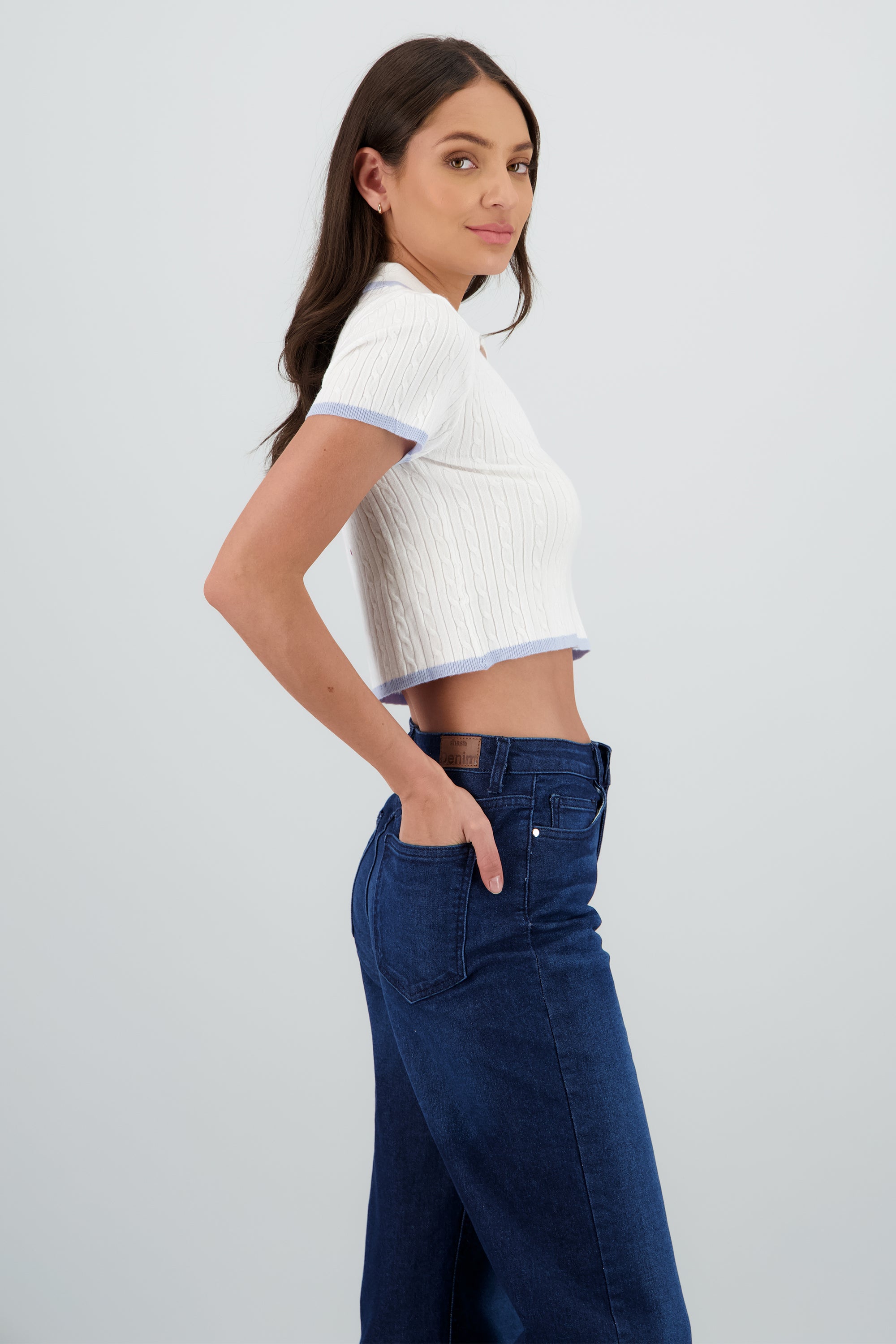 Top tejido polo AZUL COMBO