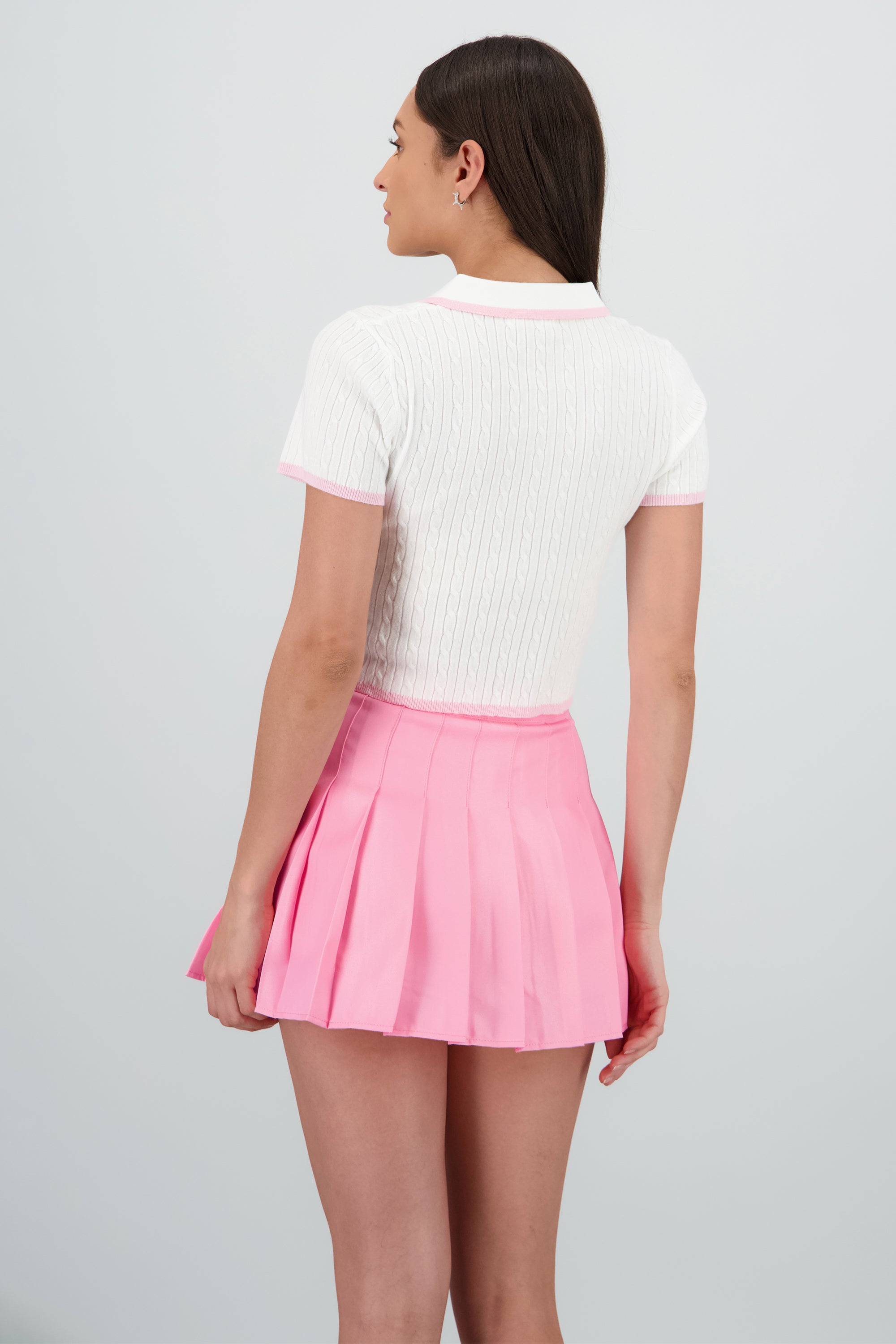 Top tejido polo ROSA COMBO