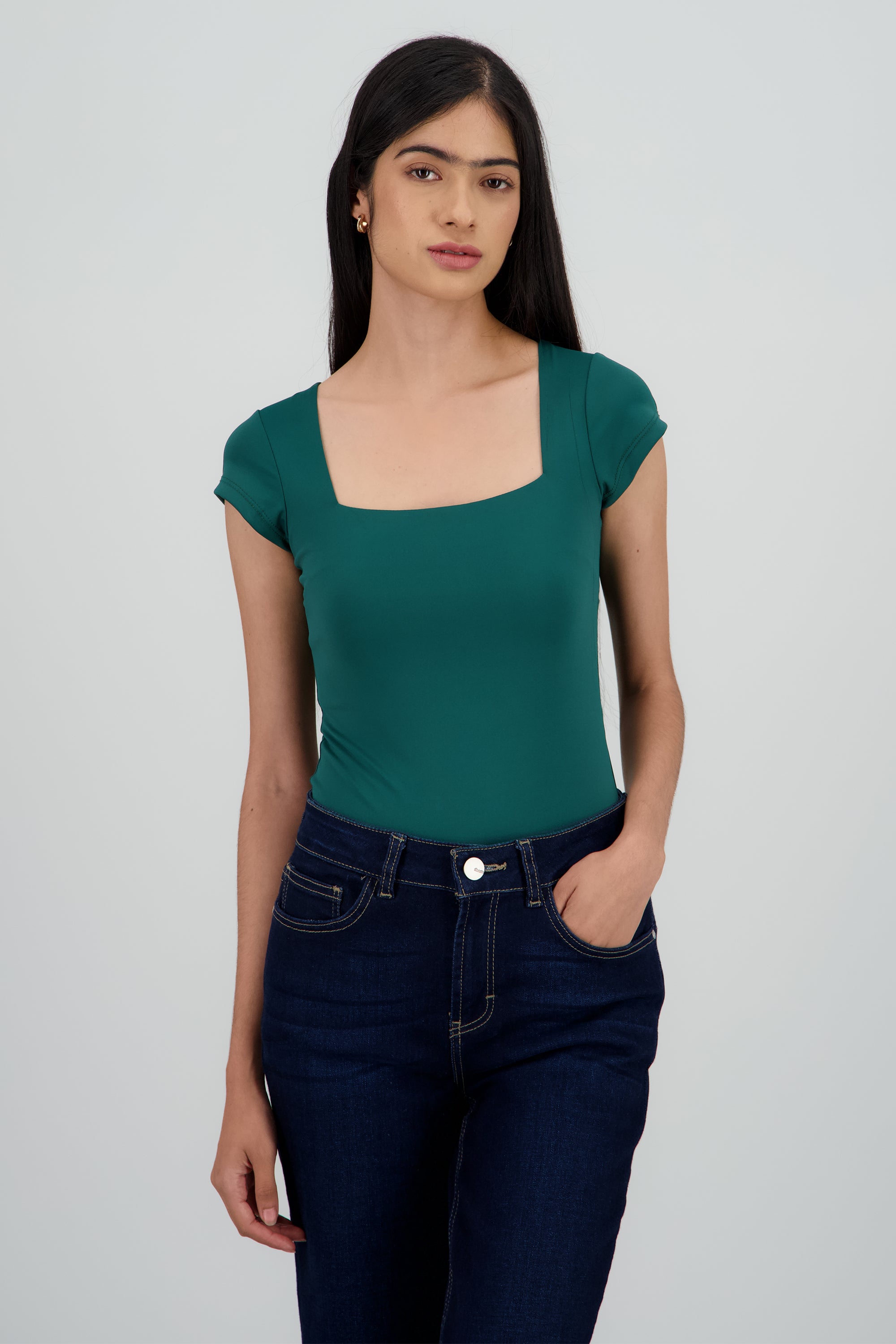 Bodysuit escote cuadrado VERDE CAZADOR