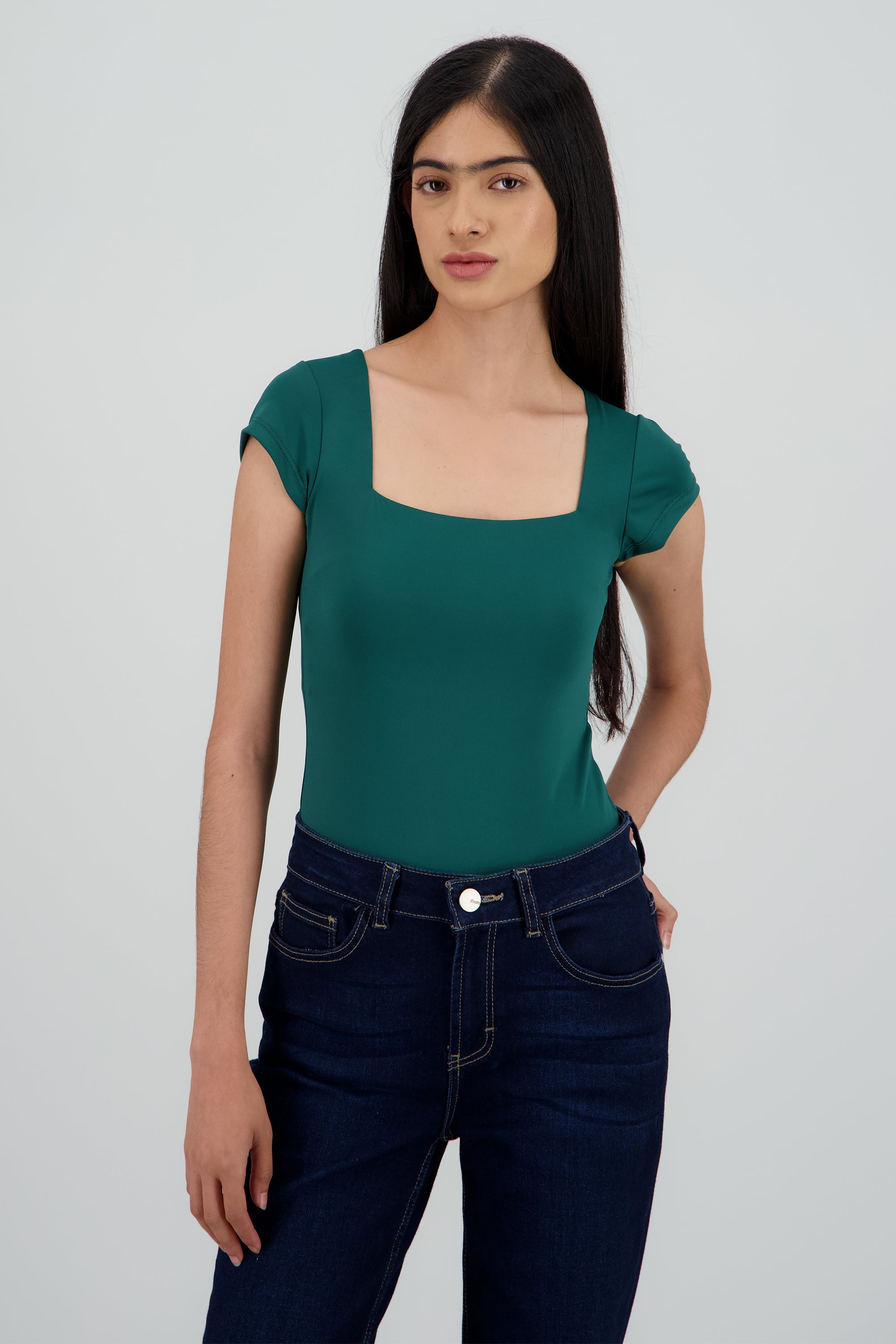 Bodysuit escote cuadrado VERDE CAZADOR