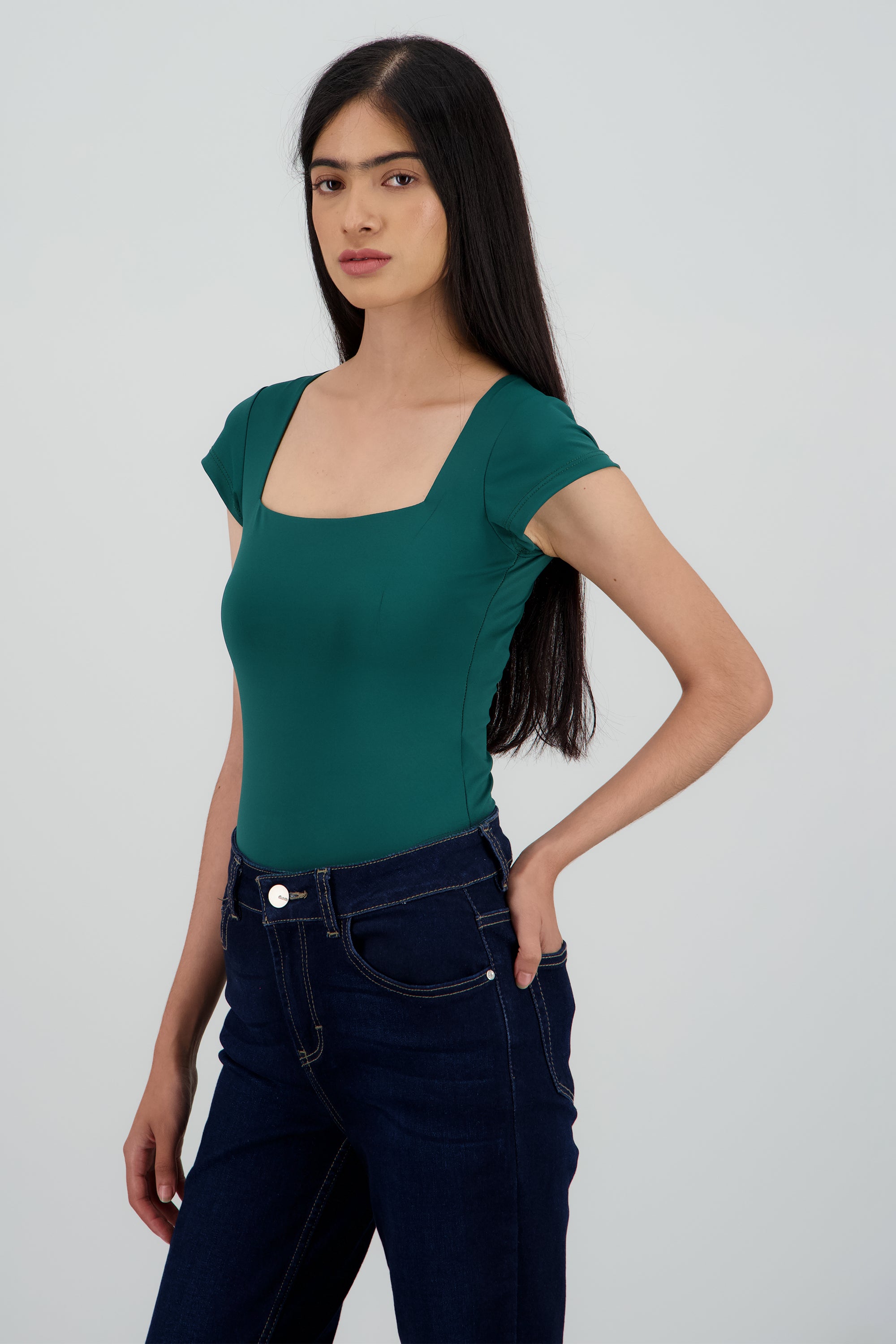 Bodysuit escote cuadrado VERDE CAZADOR