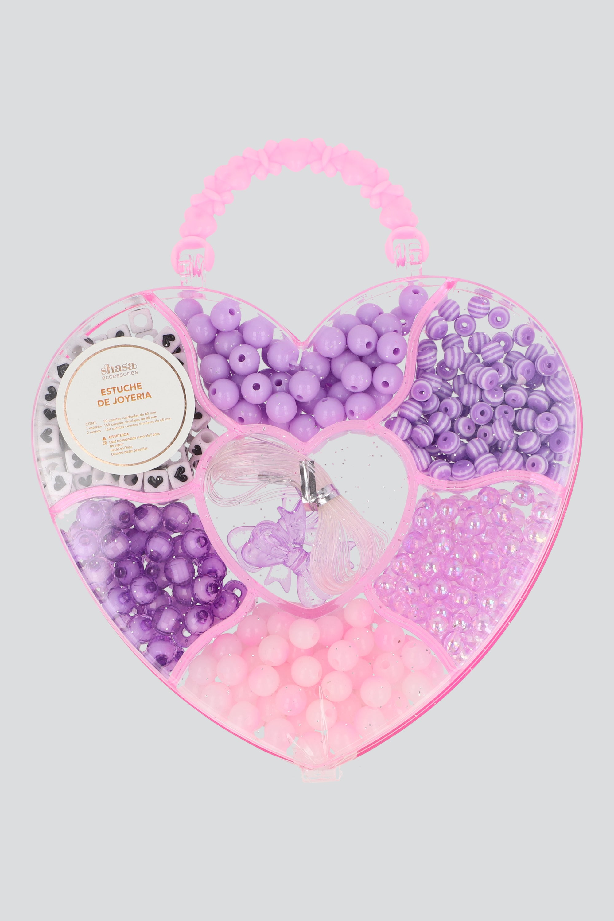 Set cuentas corazon MORADO