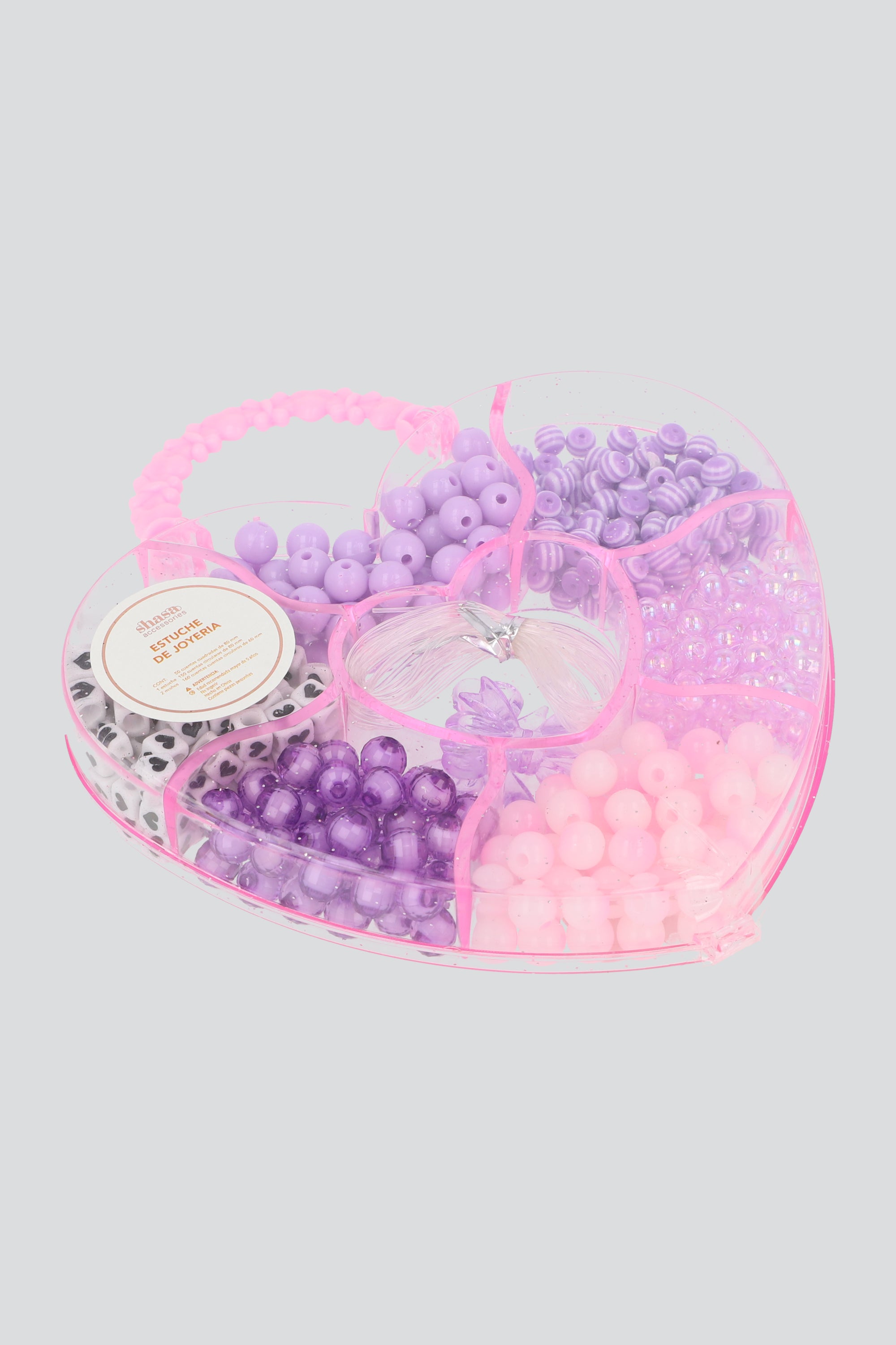 Set cuentas corazon MORADO