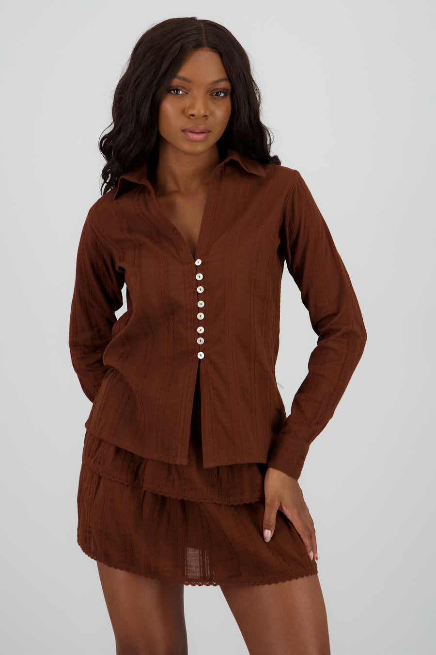 Blusa manga larga textura