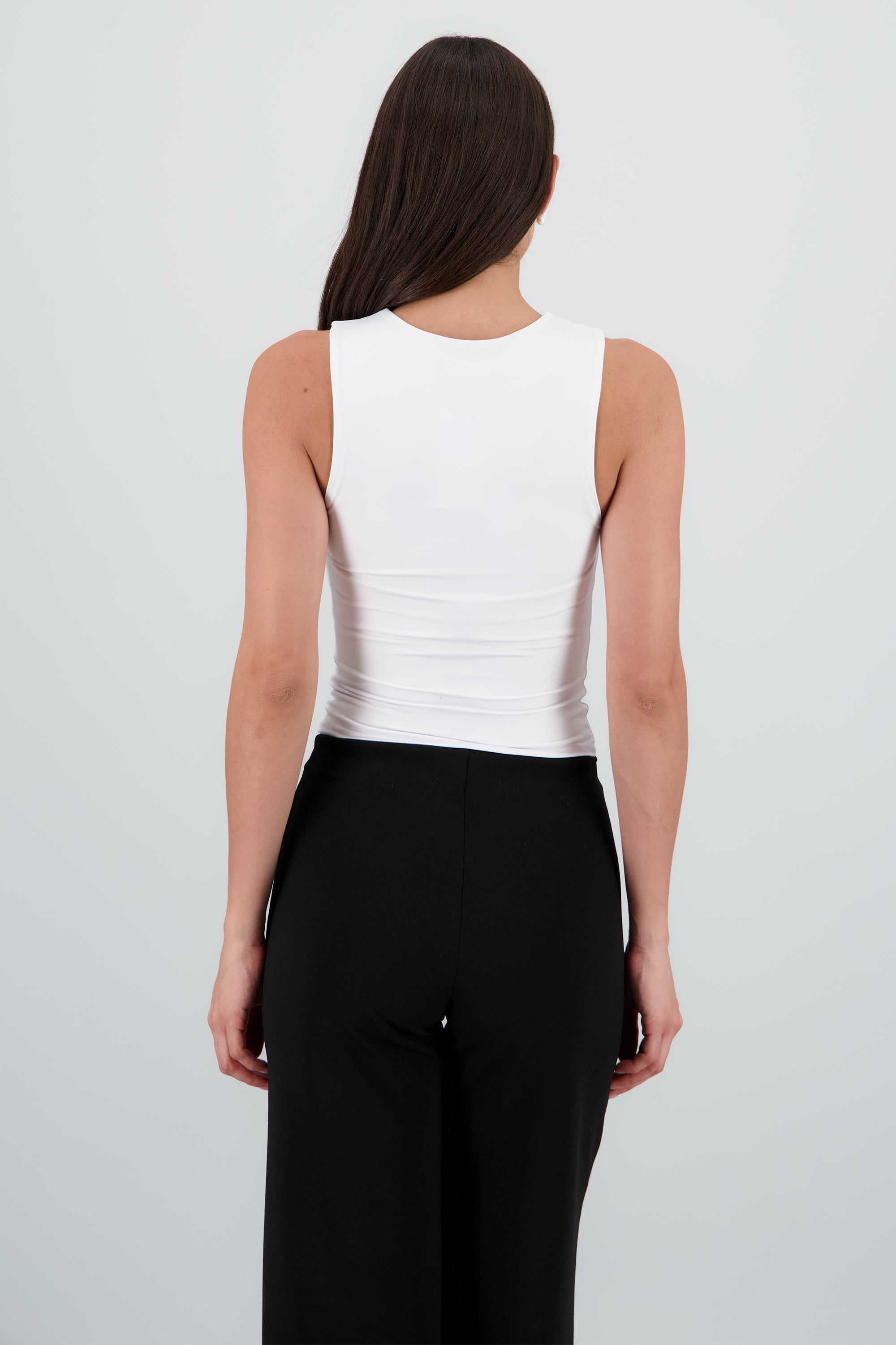 Top de doble tela con tacto suave liso BLANCO