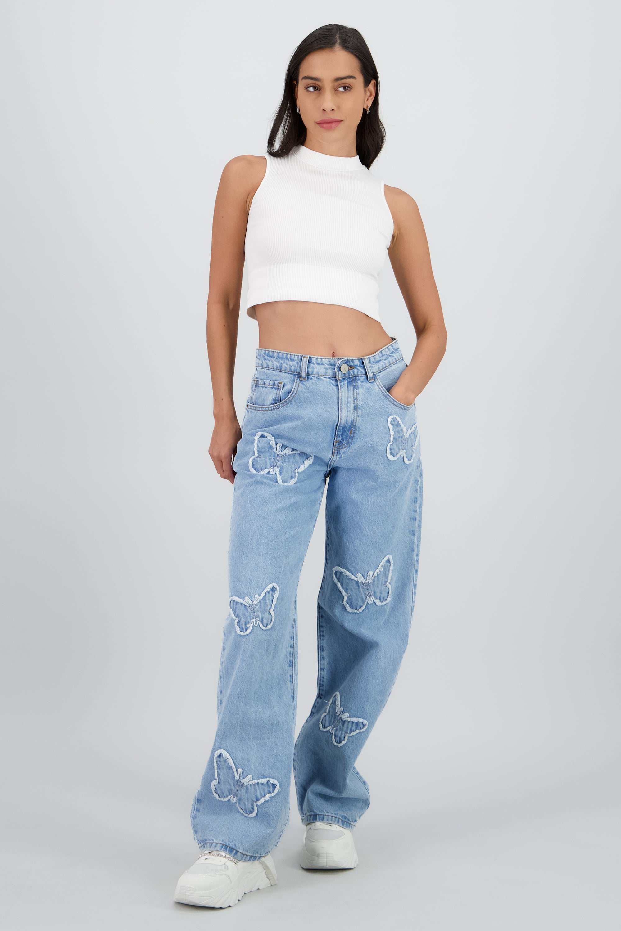 Jeans straight mariposas LIGHT WASH