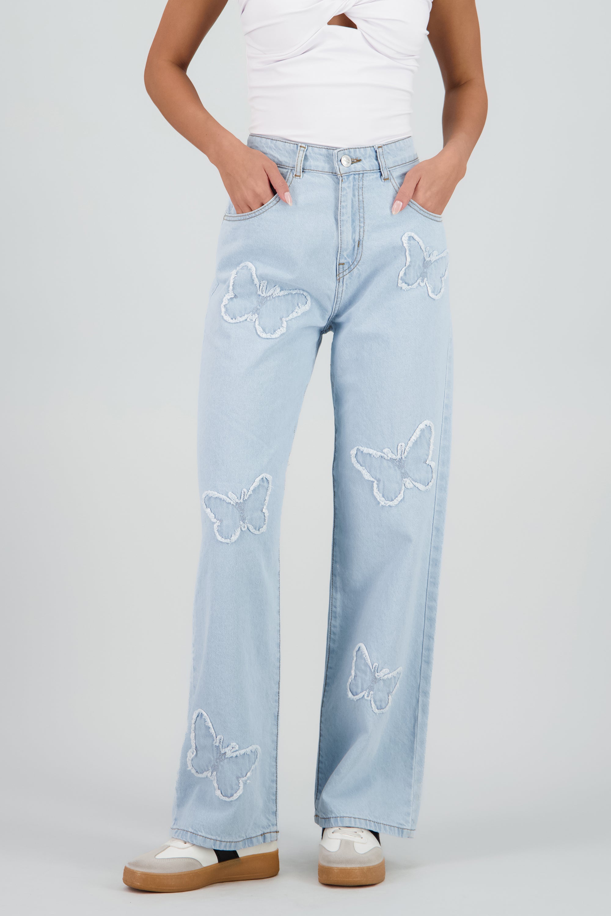 Jeans straight mariposas BLEACHED