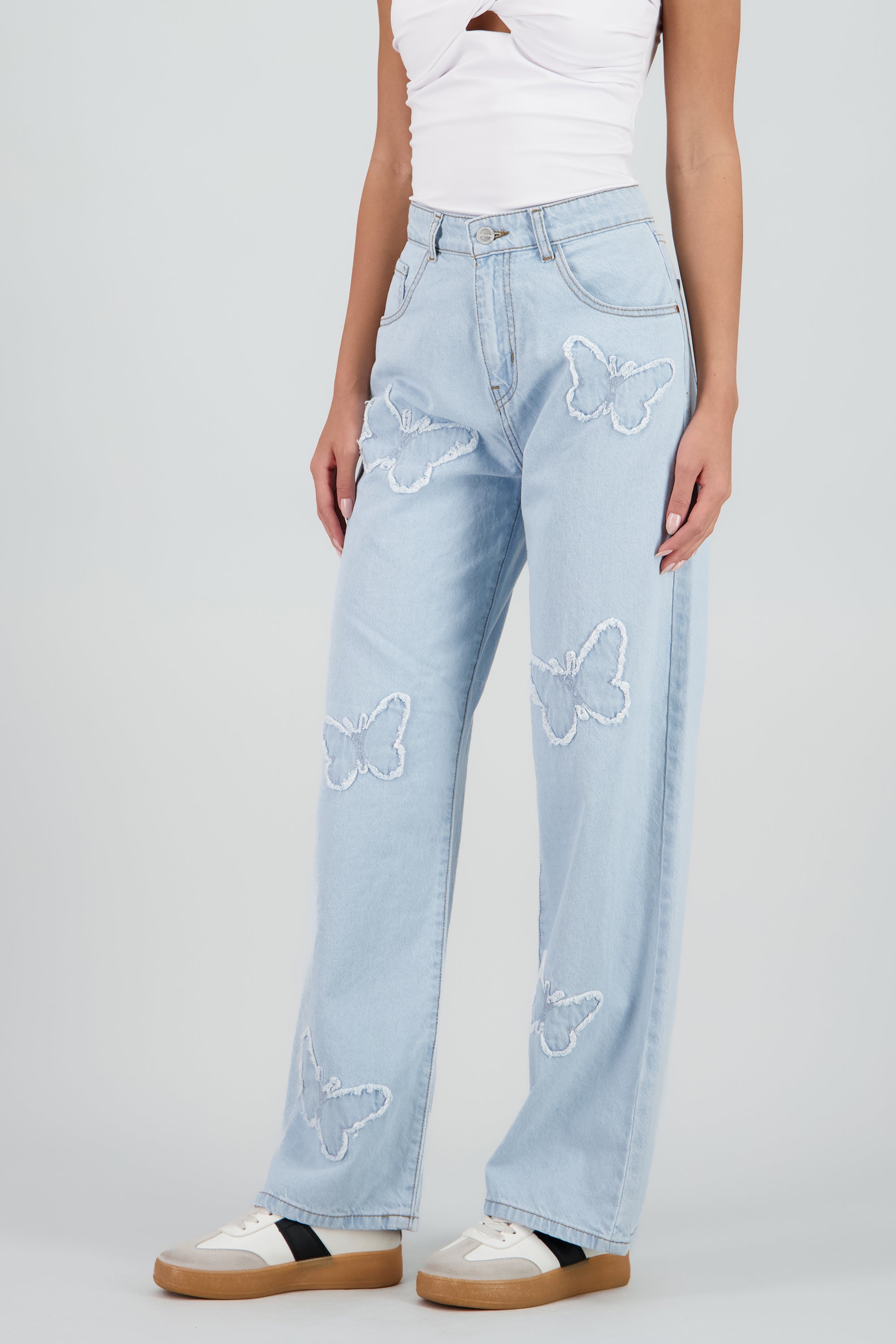 Jeans straight mariposas BLEACHED