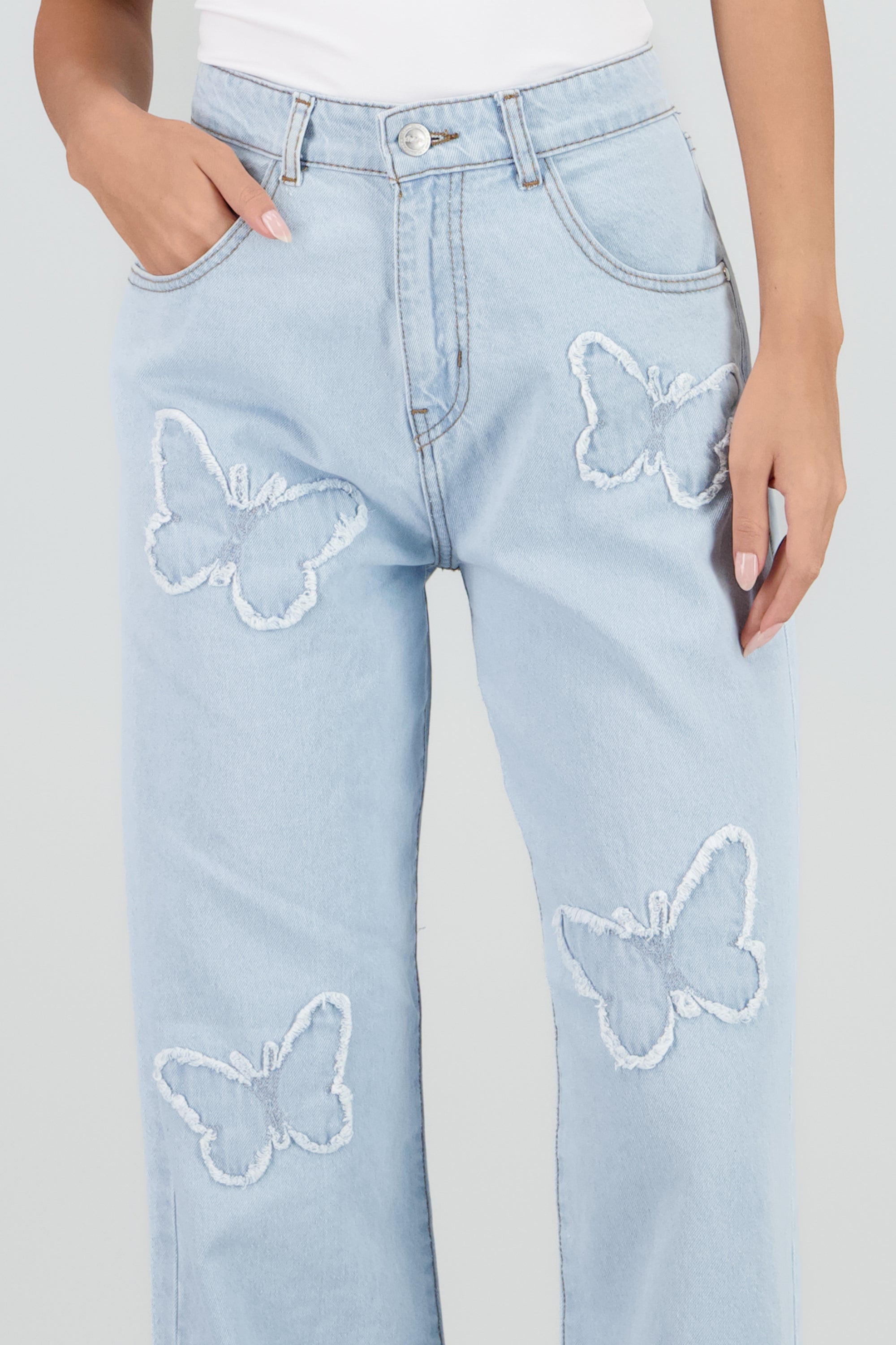 Jeans straight mariposas BLEACHED