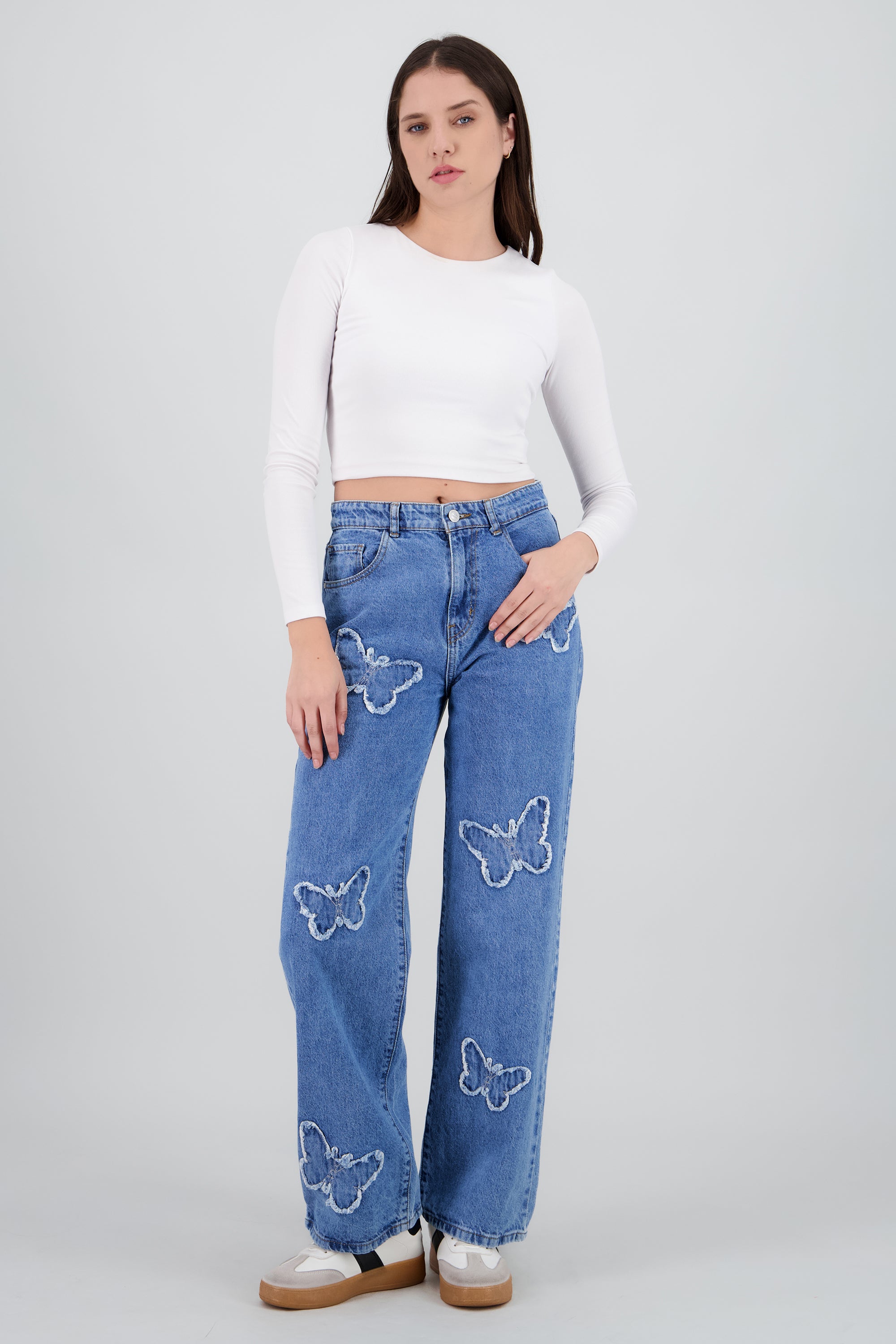 Jeans straight mariposas MEDIUM WASH