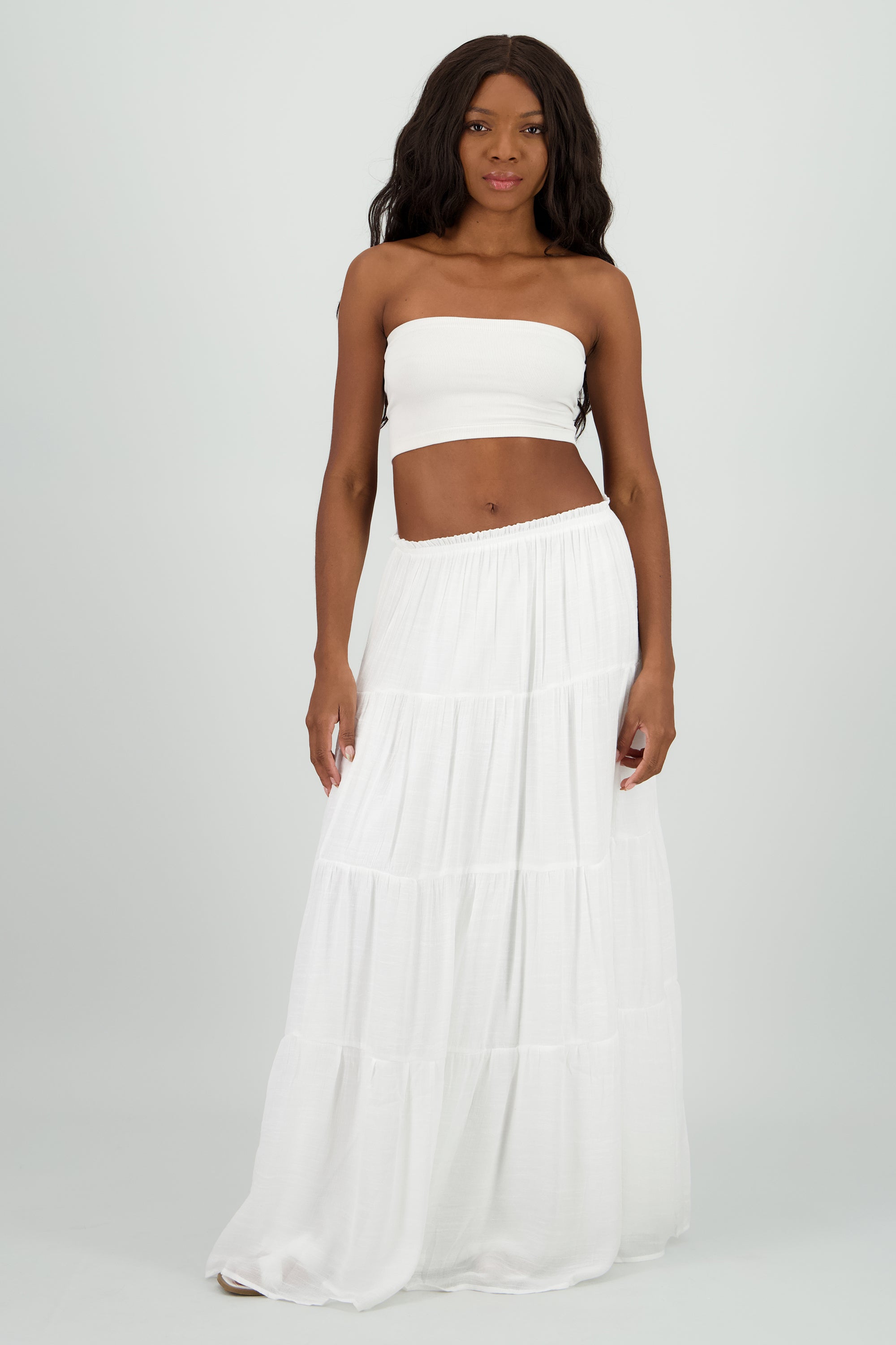 Falda maxi lisa BLANCO
